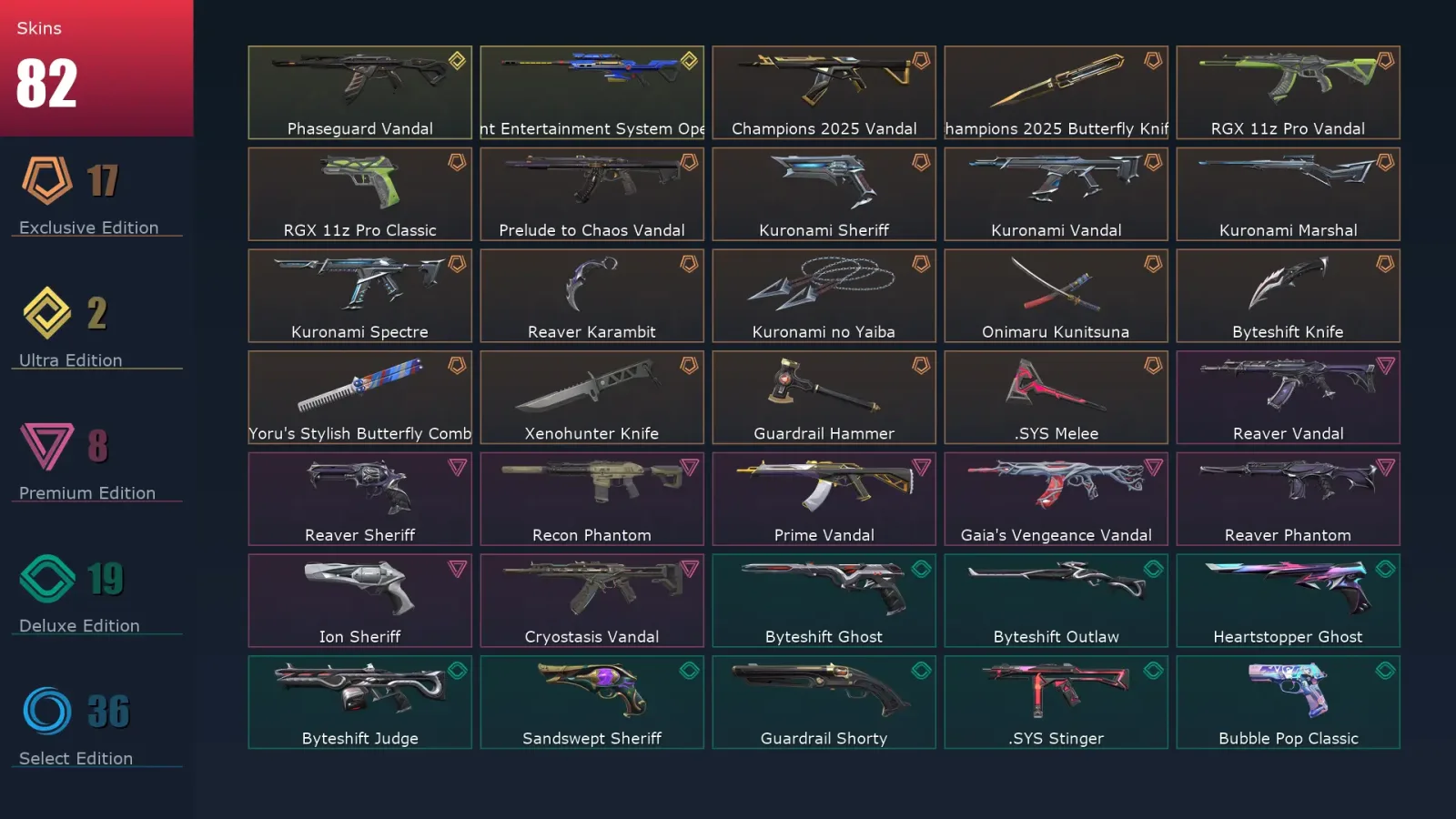 [Valorant] | EU | Level 500 | Ascendant 2 | 29 Agents | 82 Skins — Valorant account