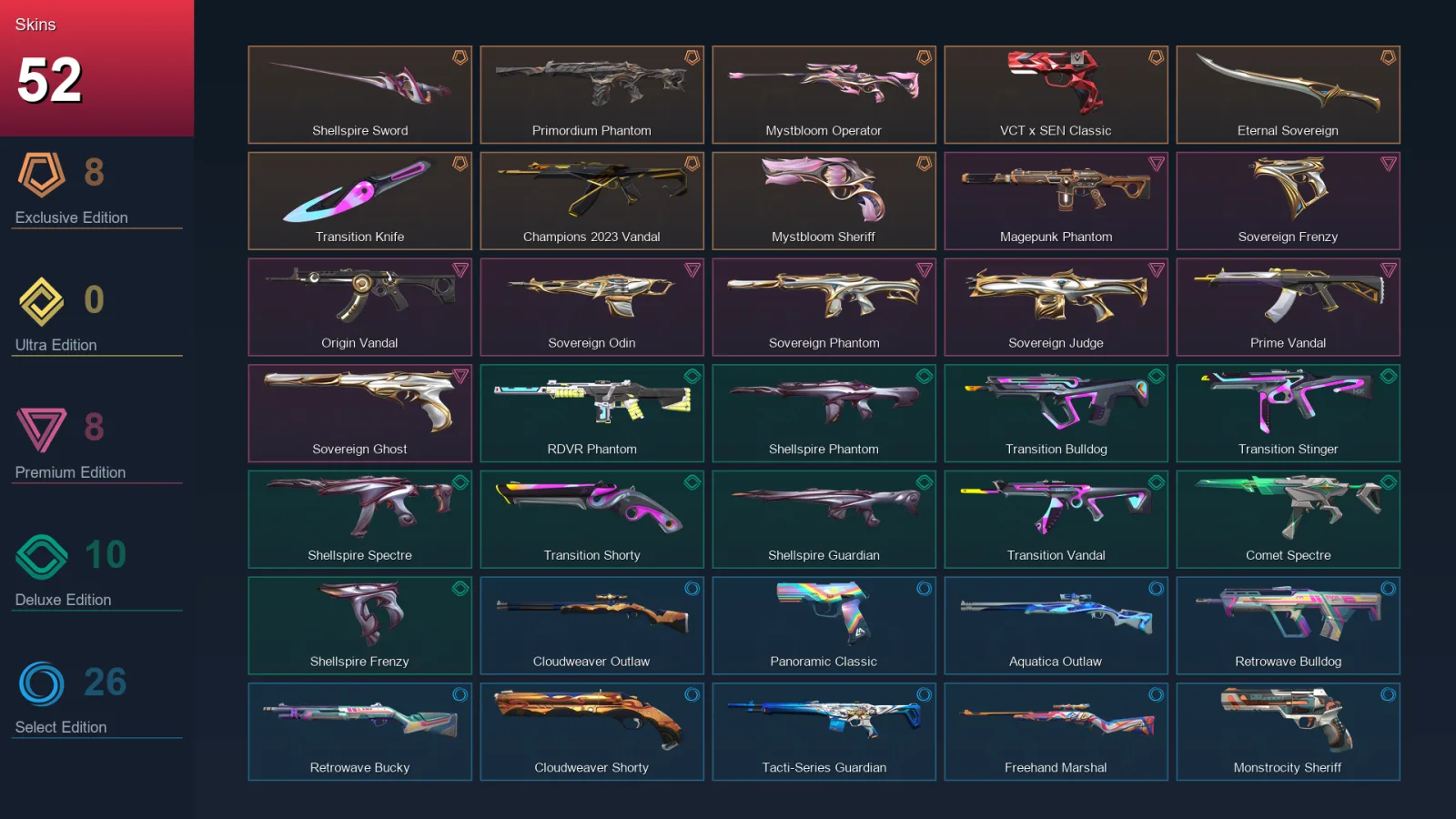 NA | Lv126 | Unranked | 52 Skin | 24 Agent | 59 Buddy