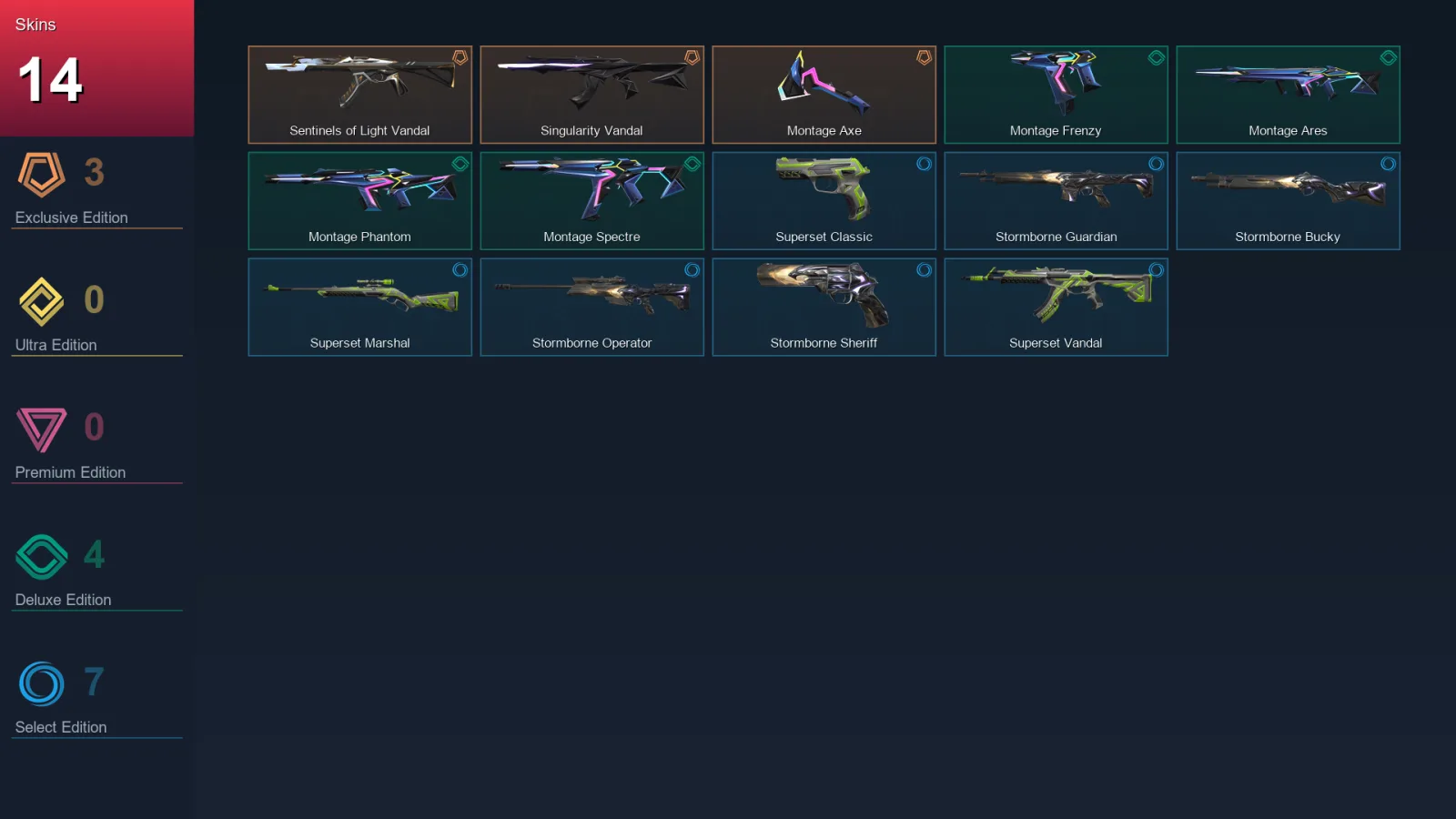 AP | Lv46 | Unranked | 14 Skin | 13 Agent | 18 Buddy