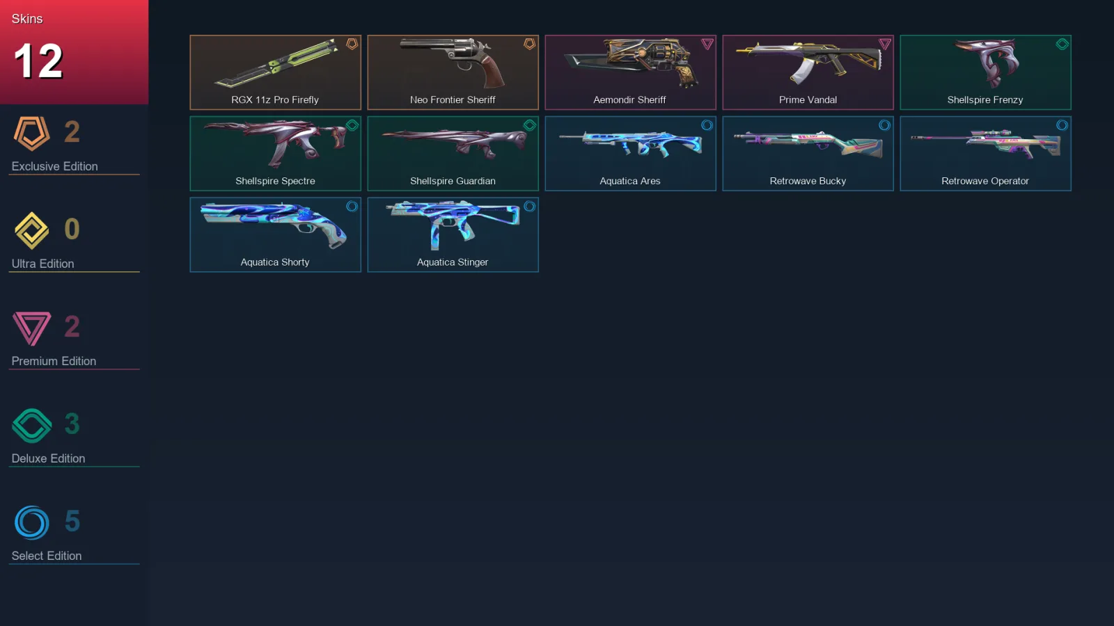 EU | Lv34 | Unranked | 12 Skin | 13 Agent | 20 Buddy