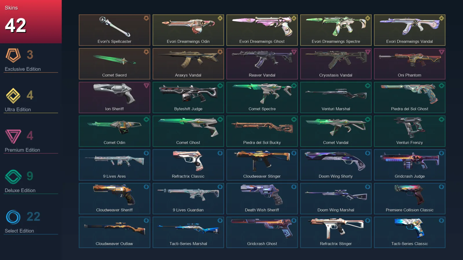 EU | Lv44 | Unranked | 42 Skin | 9 Agent | 33 Buddy — Valorant account