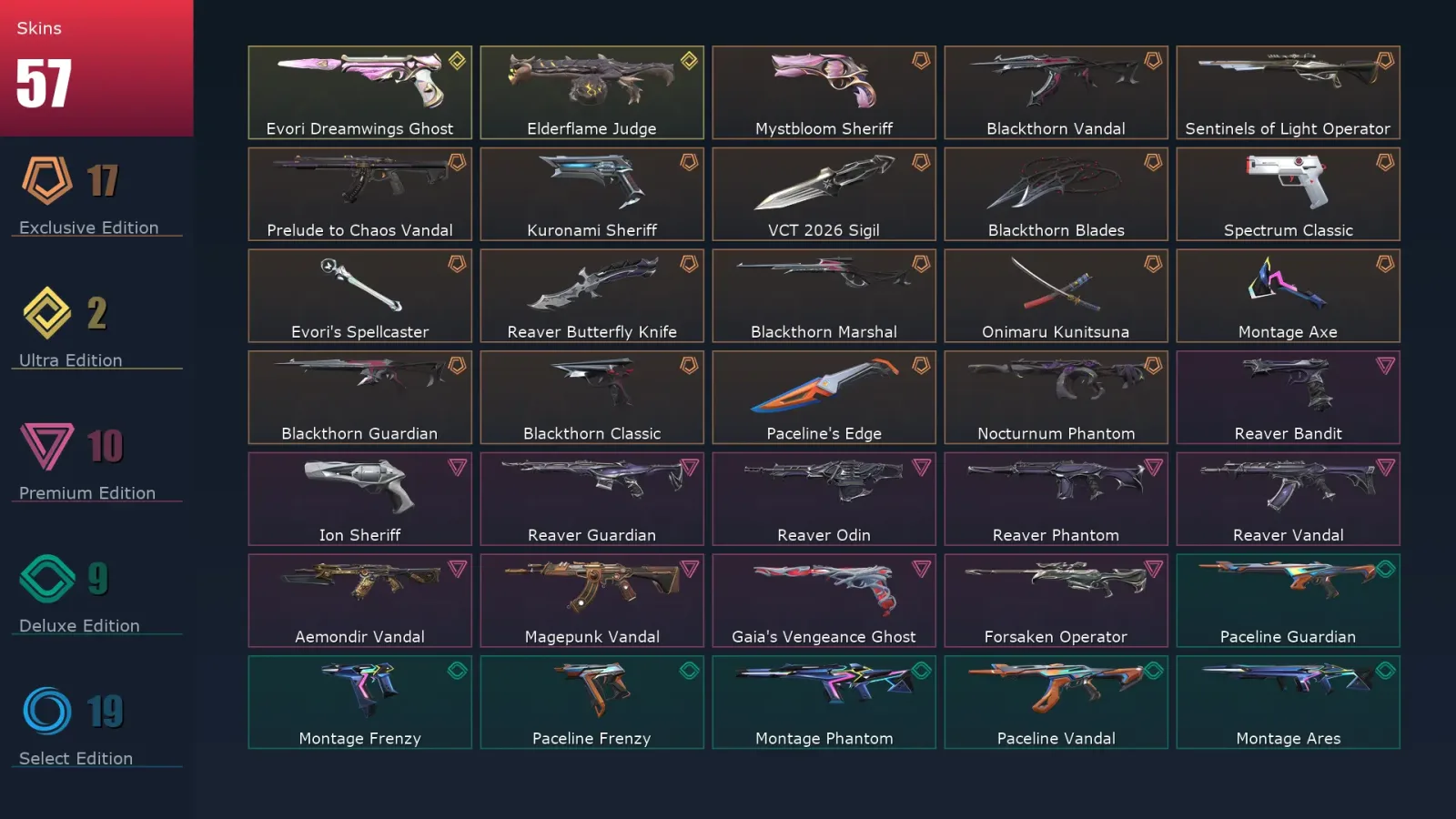 [Valorant] | EU | Level 47 | Platinum 2 | 17 Agents | 57 Skins — Valorant account