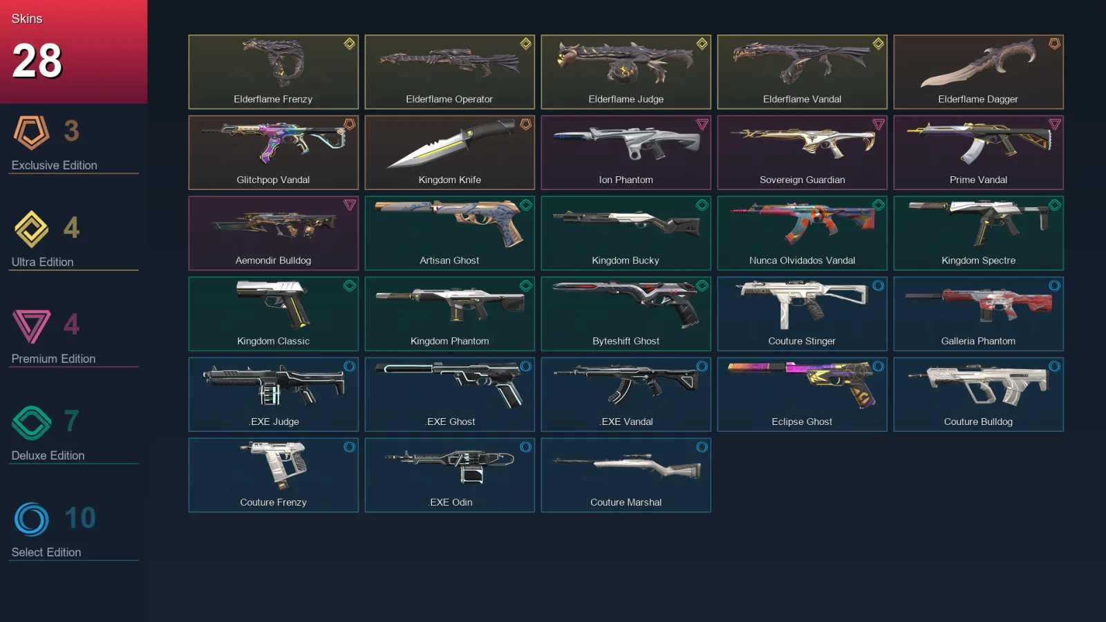 EU | Lv152 | Unranked | 28 Skin | 26 Agent | 87 Buddy