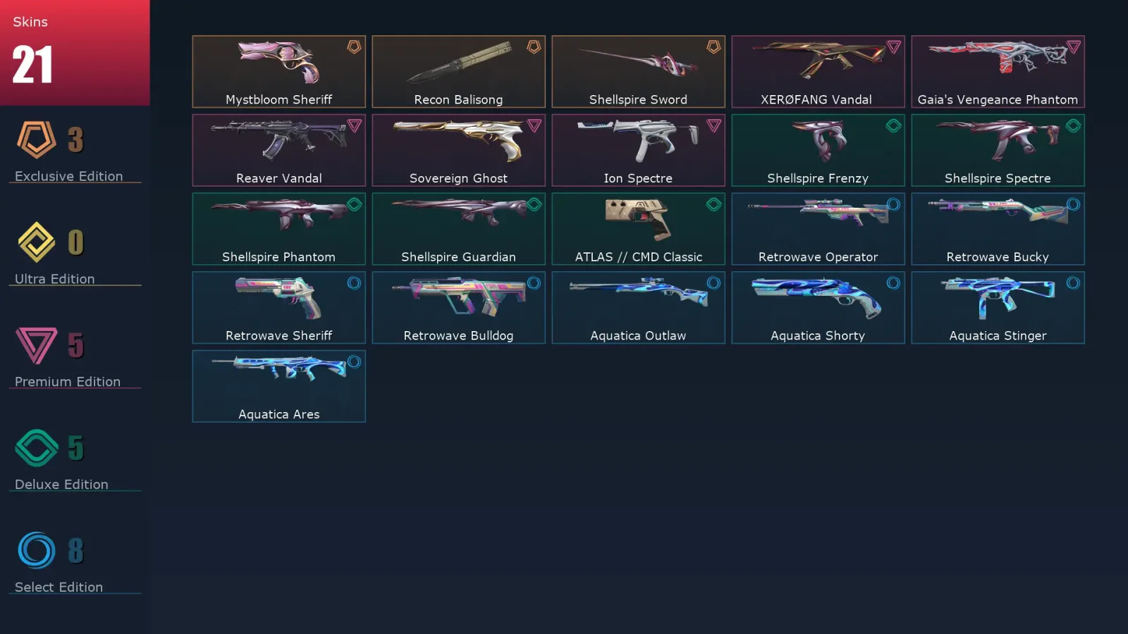 [Valorant] | EU | Level 102 | Bronze 3 | 29 Agents | 21 Skins