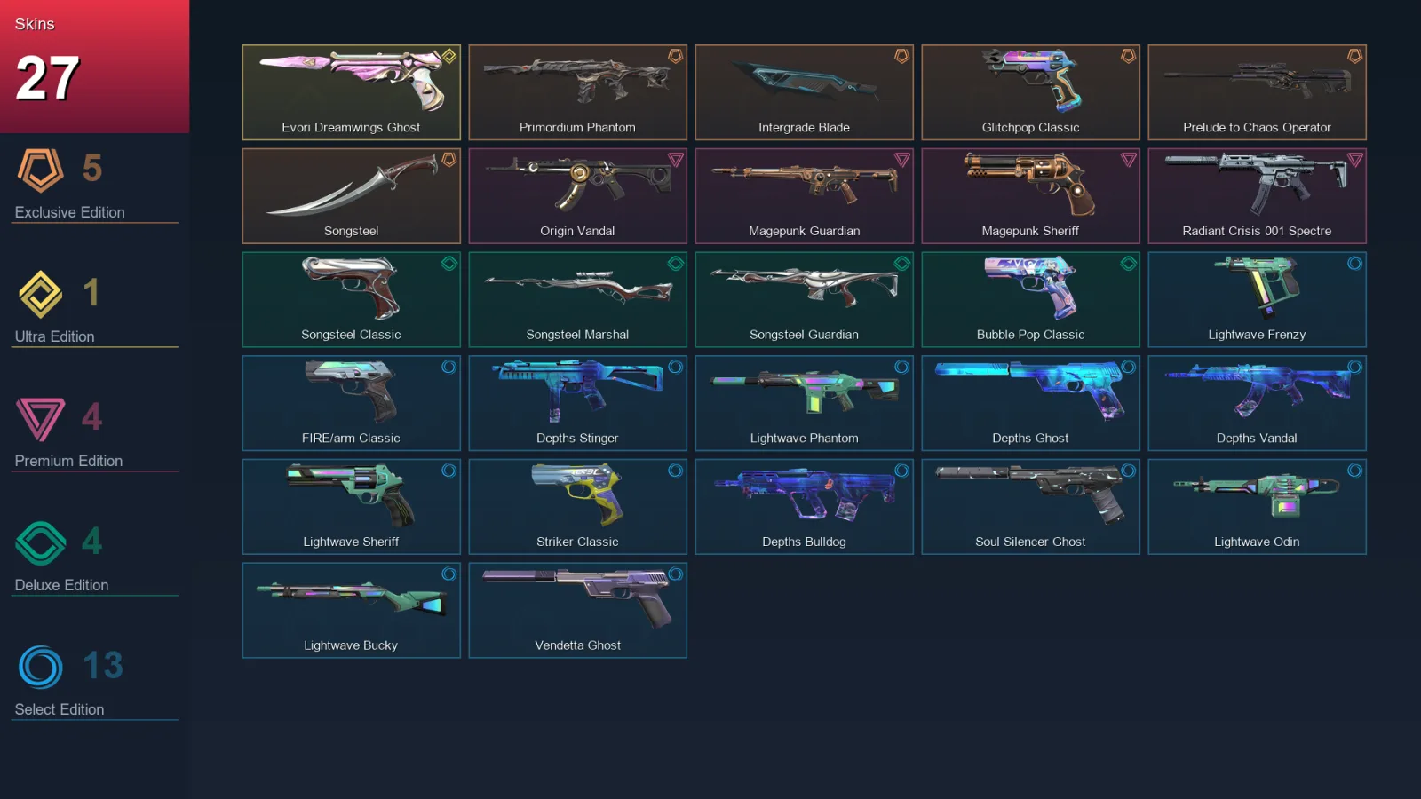 EU | Primordium Phantom | Intergrade Blade | Glitchpop Classic | Prelude to Chaos Operator | 27 Skin | 27 Agent | 53 Buddy | Lv86