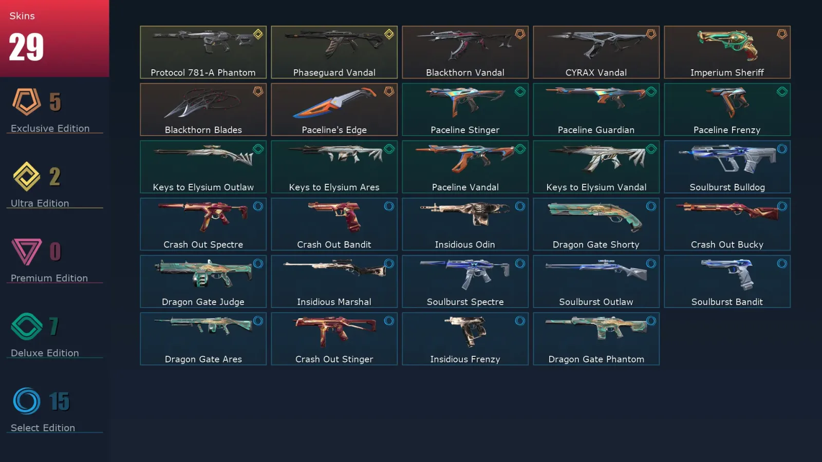 [Valorant] | EU | Level 40 | 14 Agents | 29 Skins