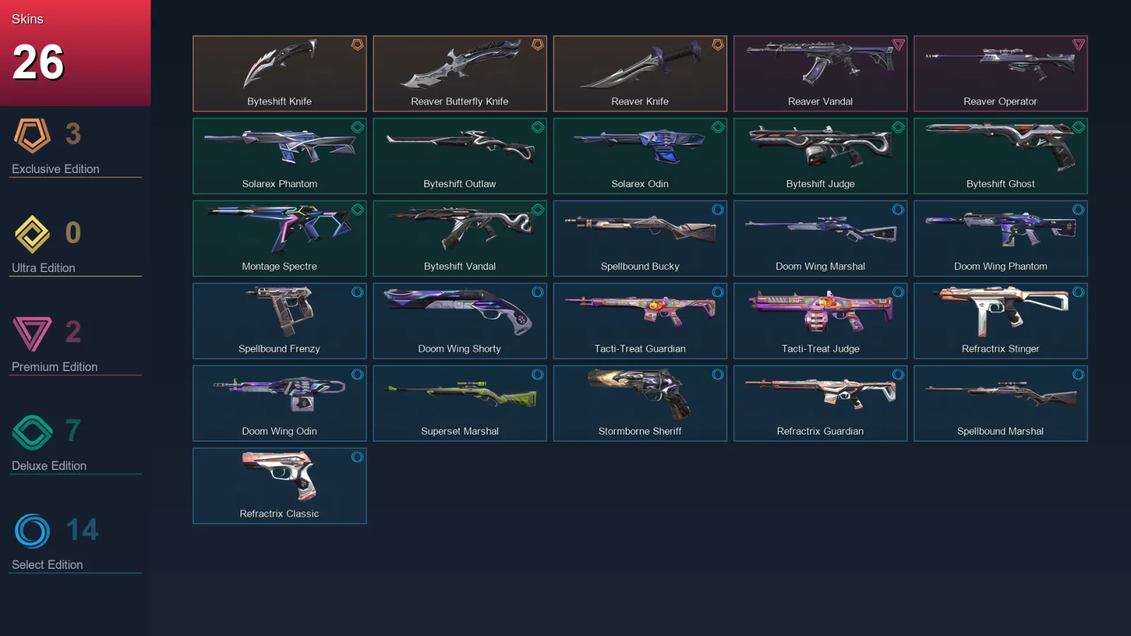 EU | Lv29 | Unranked | 26 Skin | 11 Agent | 23 Buddy