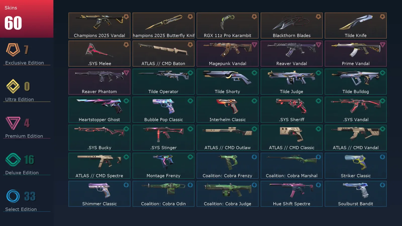 [Valorant] | EU | Level 271 | Gold 1 | 29 Agents | 60 Skins — Gold Valorant