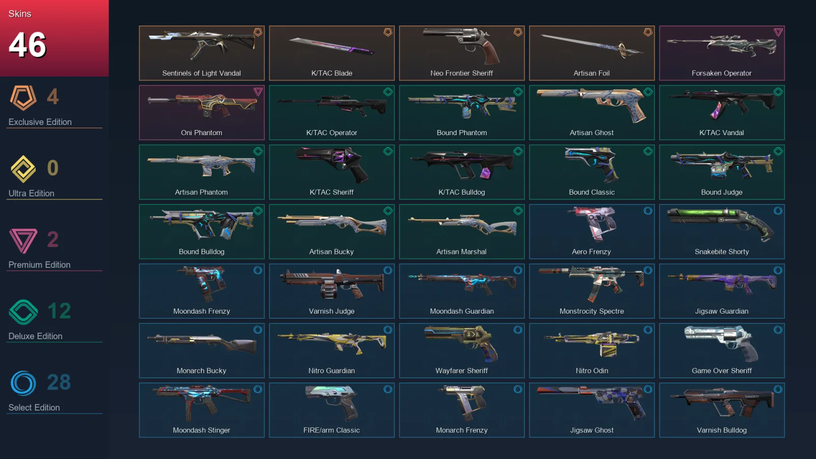AP | Lv173 | Unranked | 46 Skin | 28 Agent | 94 Buddy