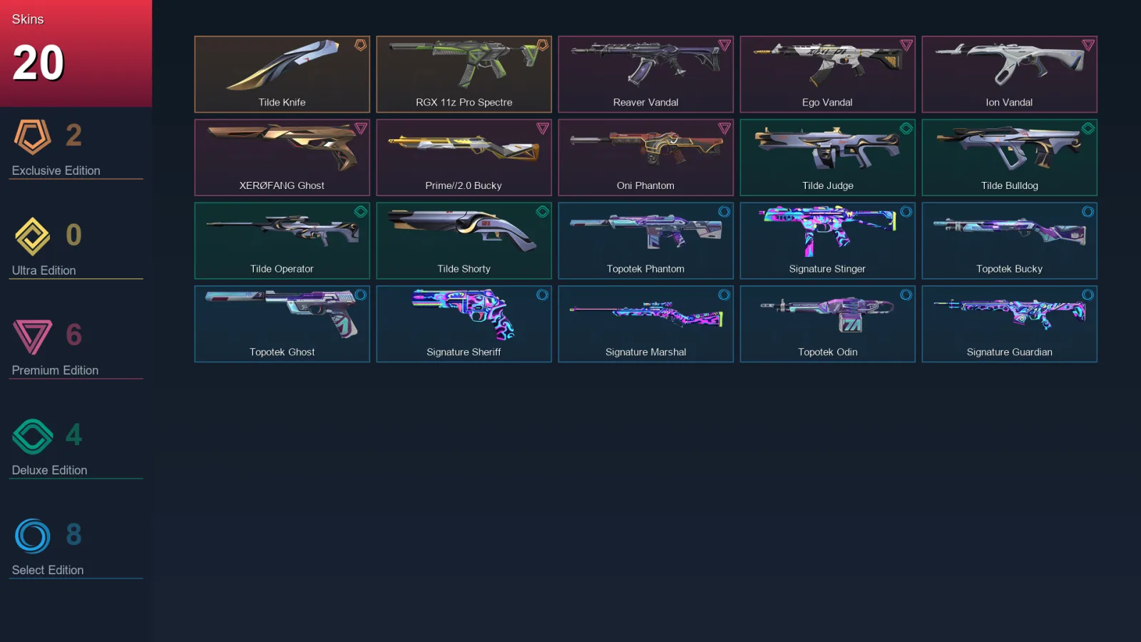 AP | Lv58 | Unranked | 20 Skin | 19 Agent | 34 Buddy