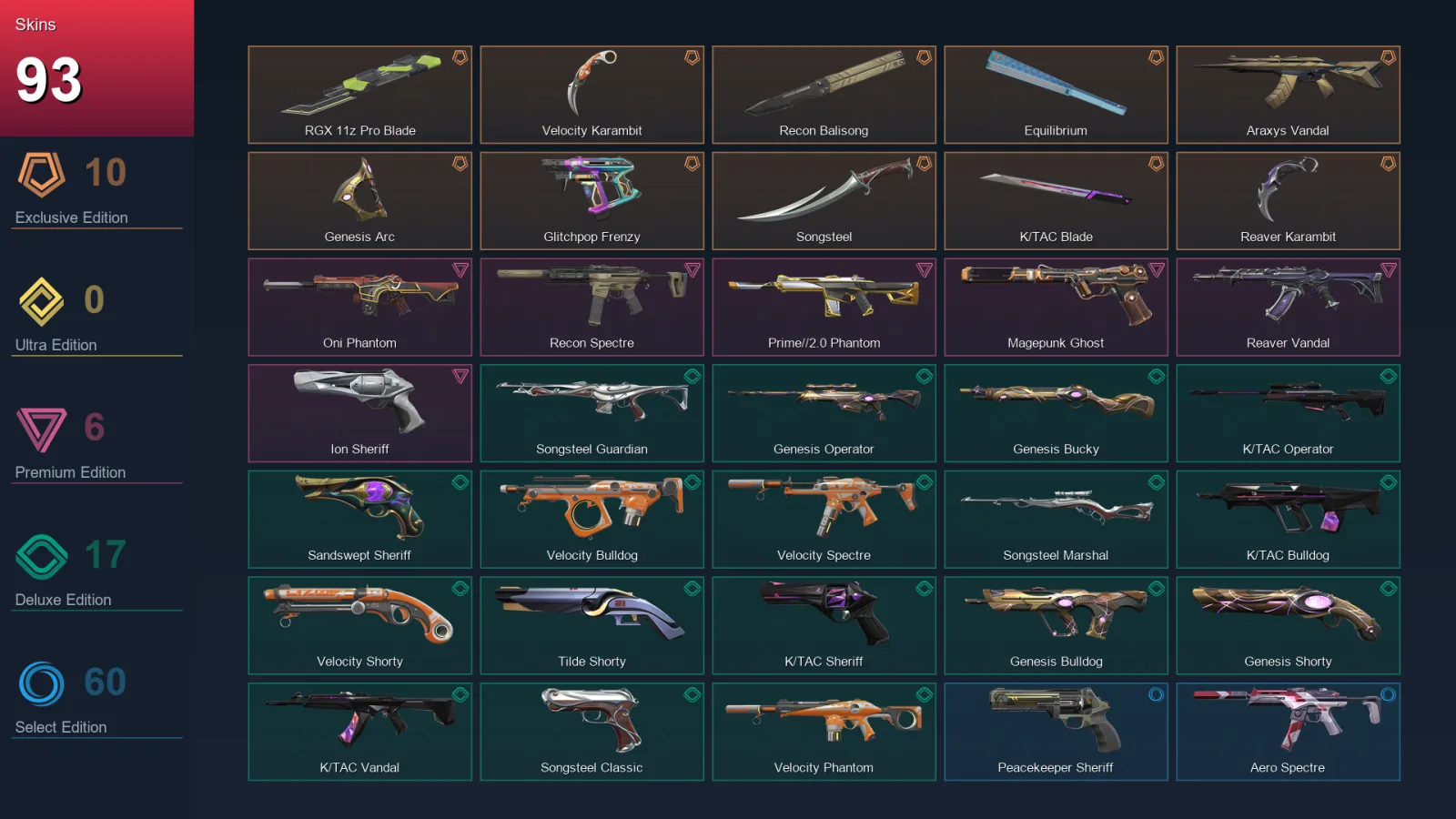 NA | Lv366 | Unranked | 93 Skin | 25 Agent | 143 Buddy
