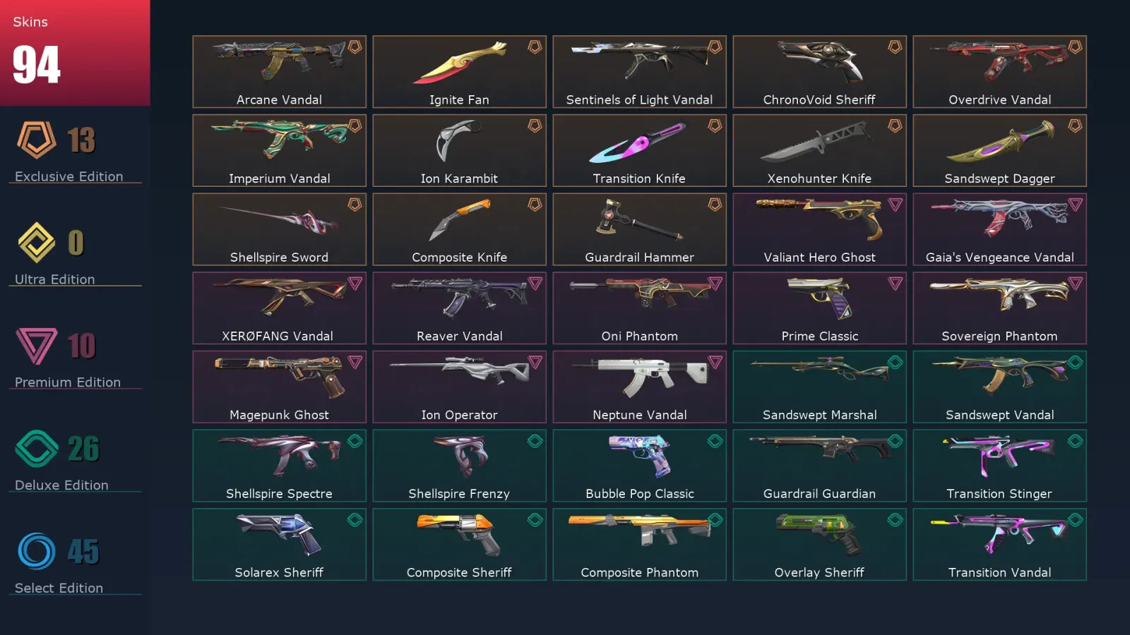 [Valorant] | EU | Level 331 | 27 Agents | 94 Skins — Valorant account
