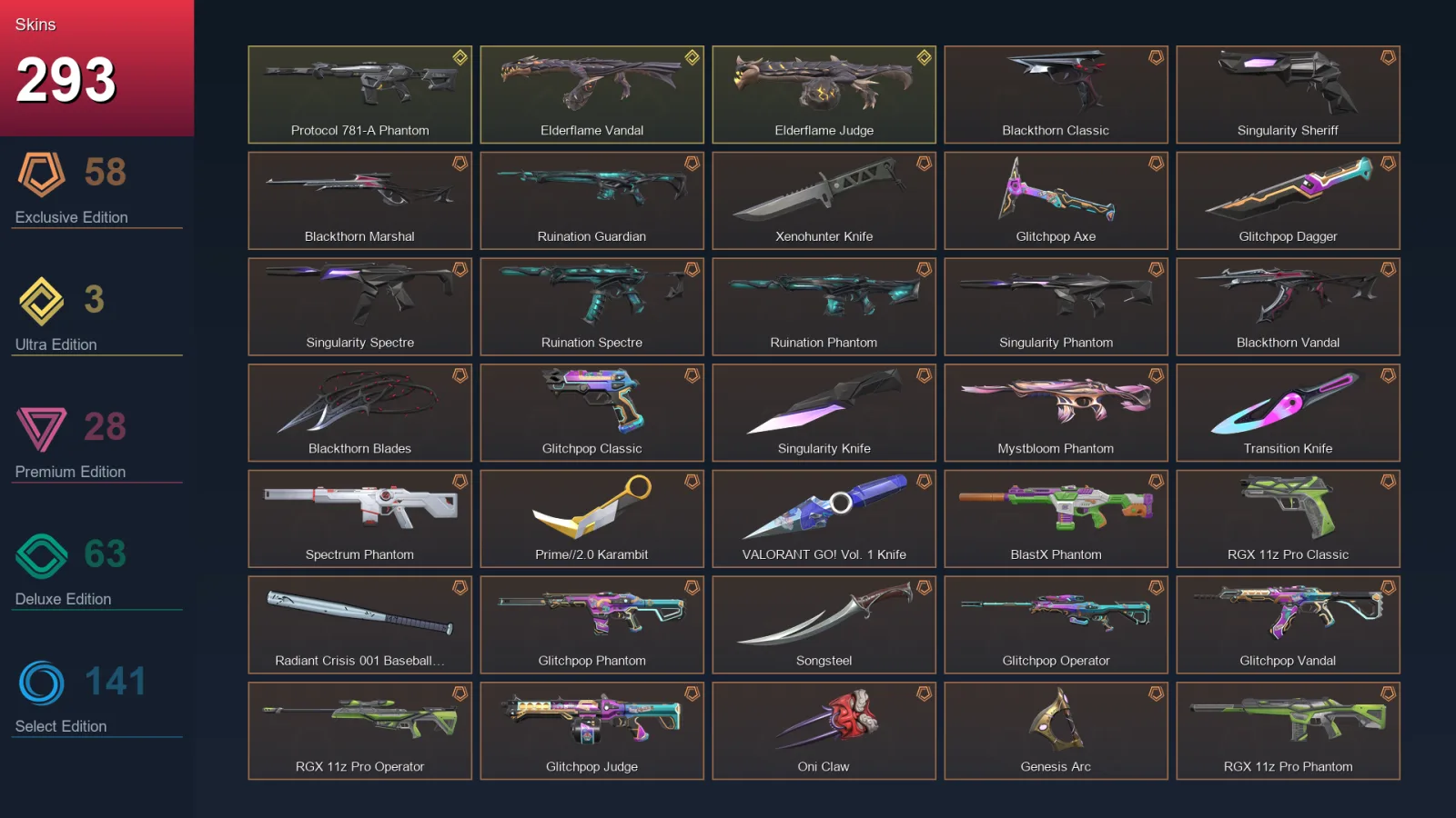 NA | Lv386 | Unranked | 293 Skin | 29 Agent | 238 Buddy