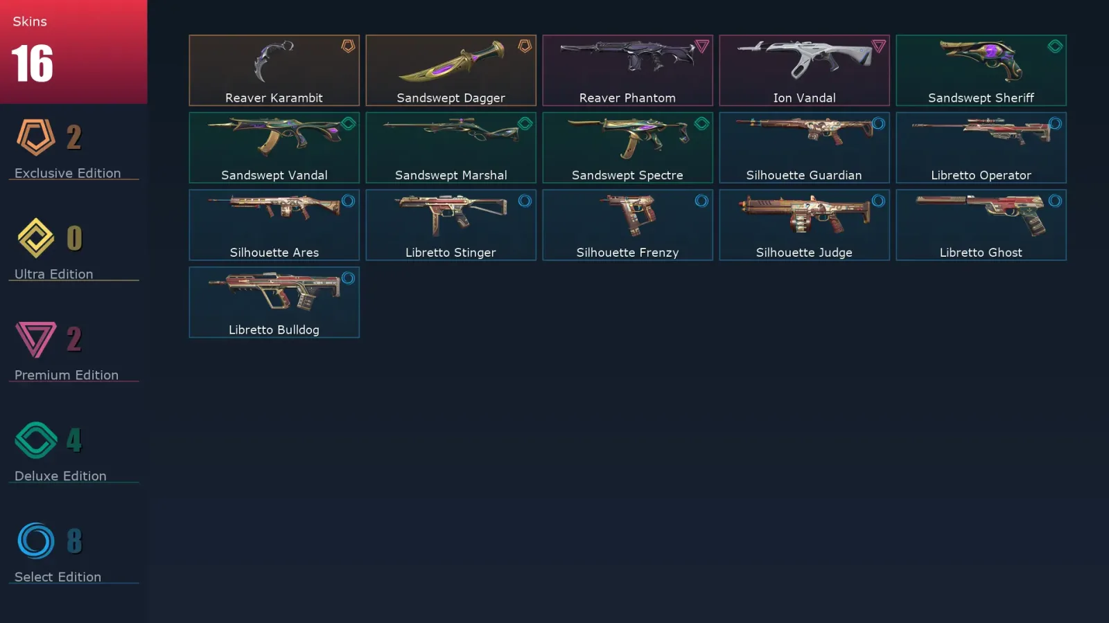[Valorant] | EU | Level 56 | 18 Agents | 16 Skins