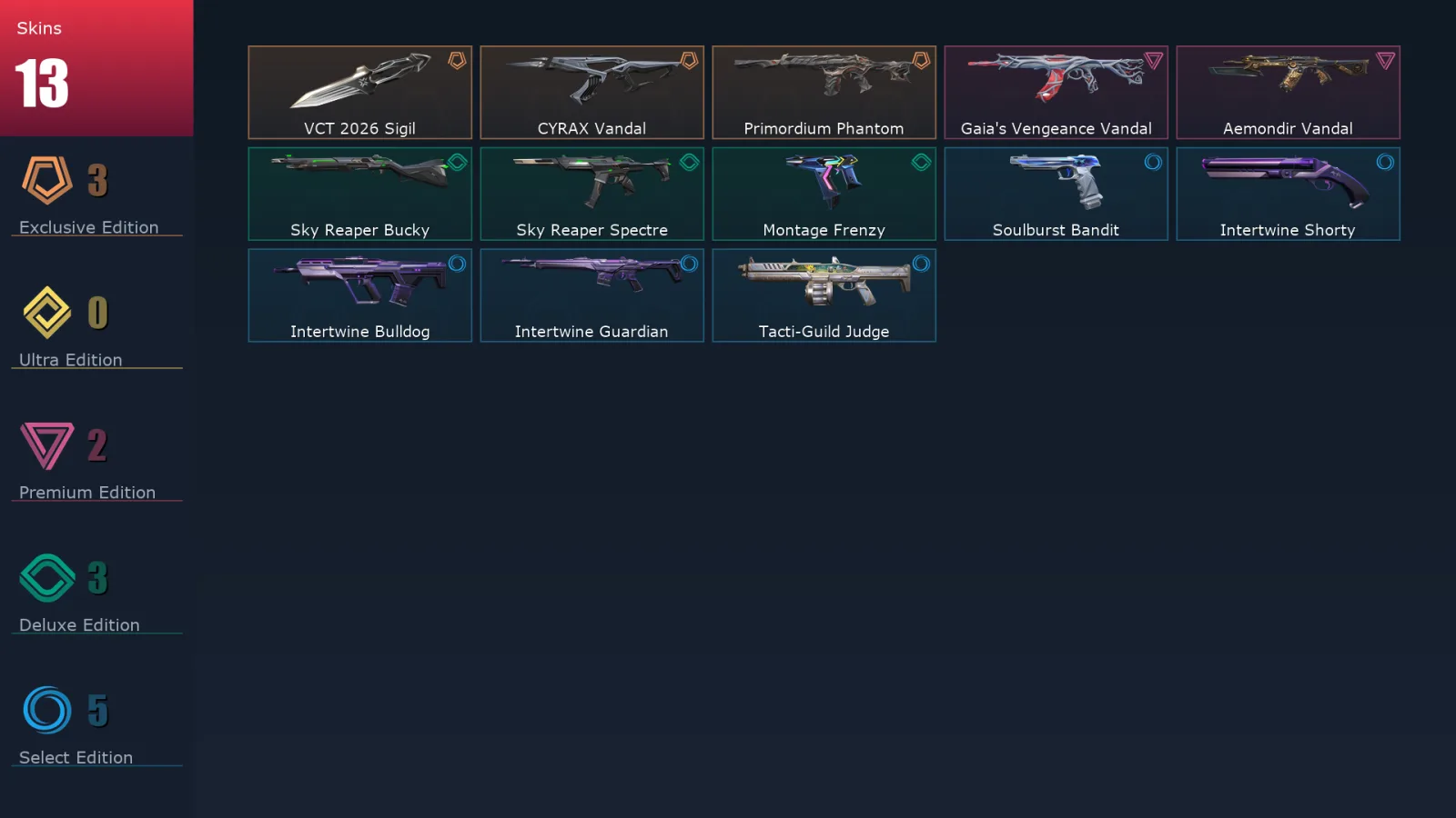 [Valorant] | EU | Level 45 | Gold 2 | 15 Agents | 13 Skins