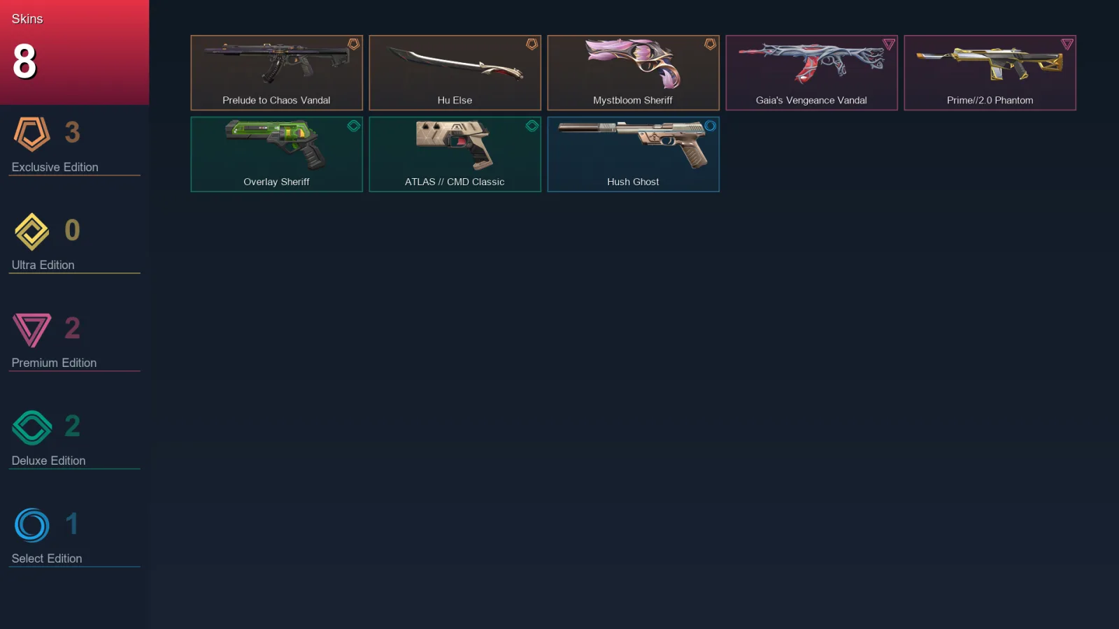 EU | Lv128 | Unranked | 8 Skin | 27 Agent | 49 Buddy