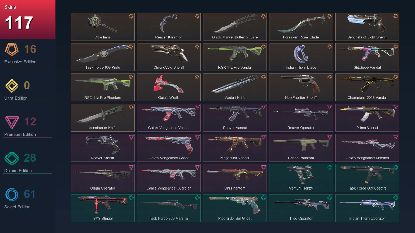 EU | Lv135 | Unranked | 117 Skin | 25 Agent | 99 Buddy