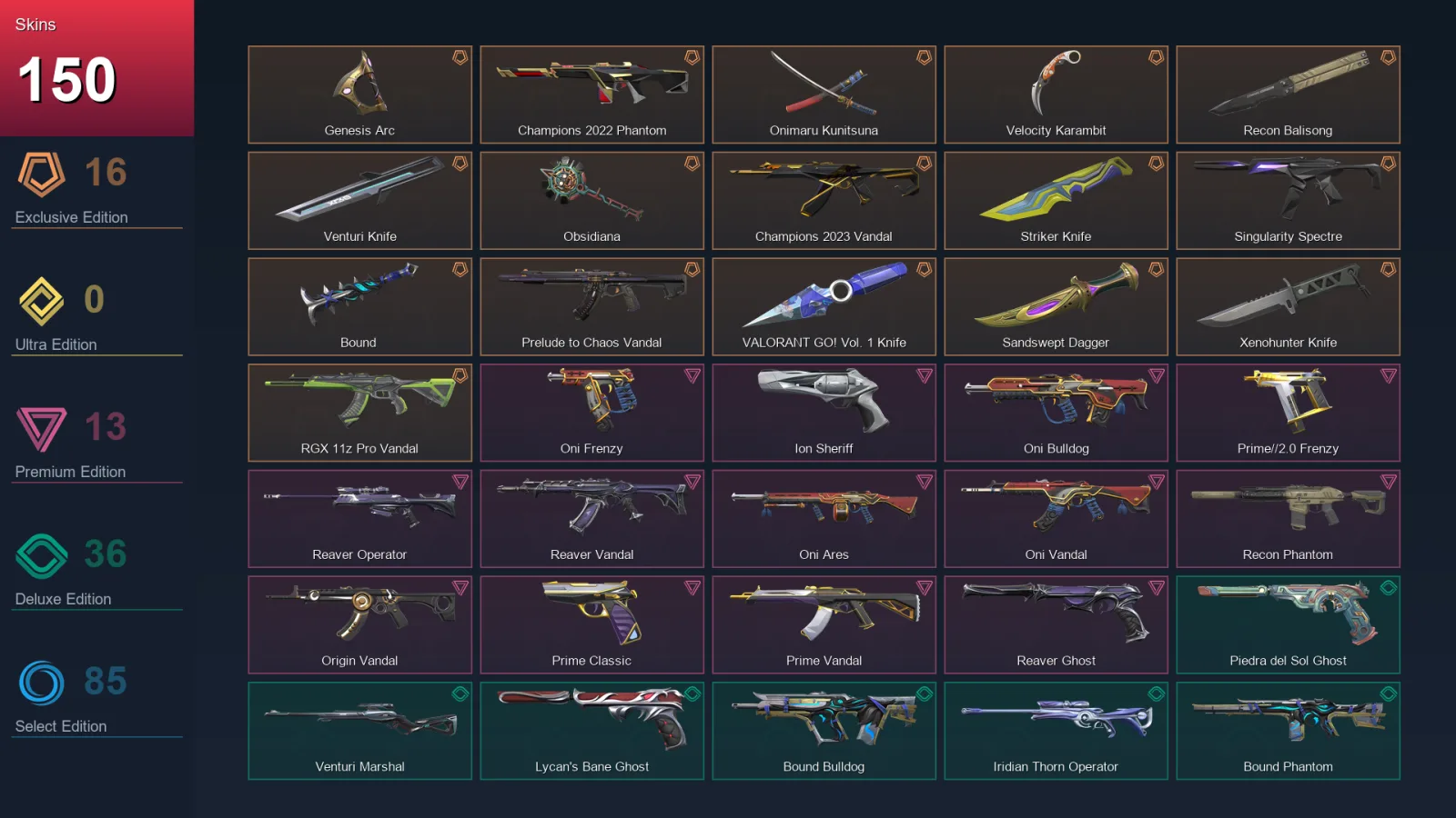 EU | Lv360 | Unranked | 150 Skin | 28 Agent | 176 Buddy