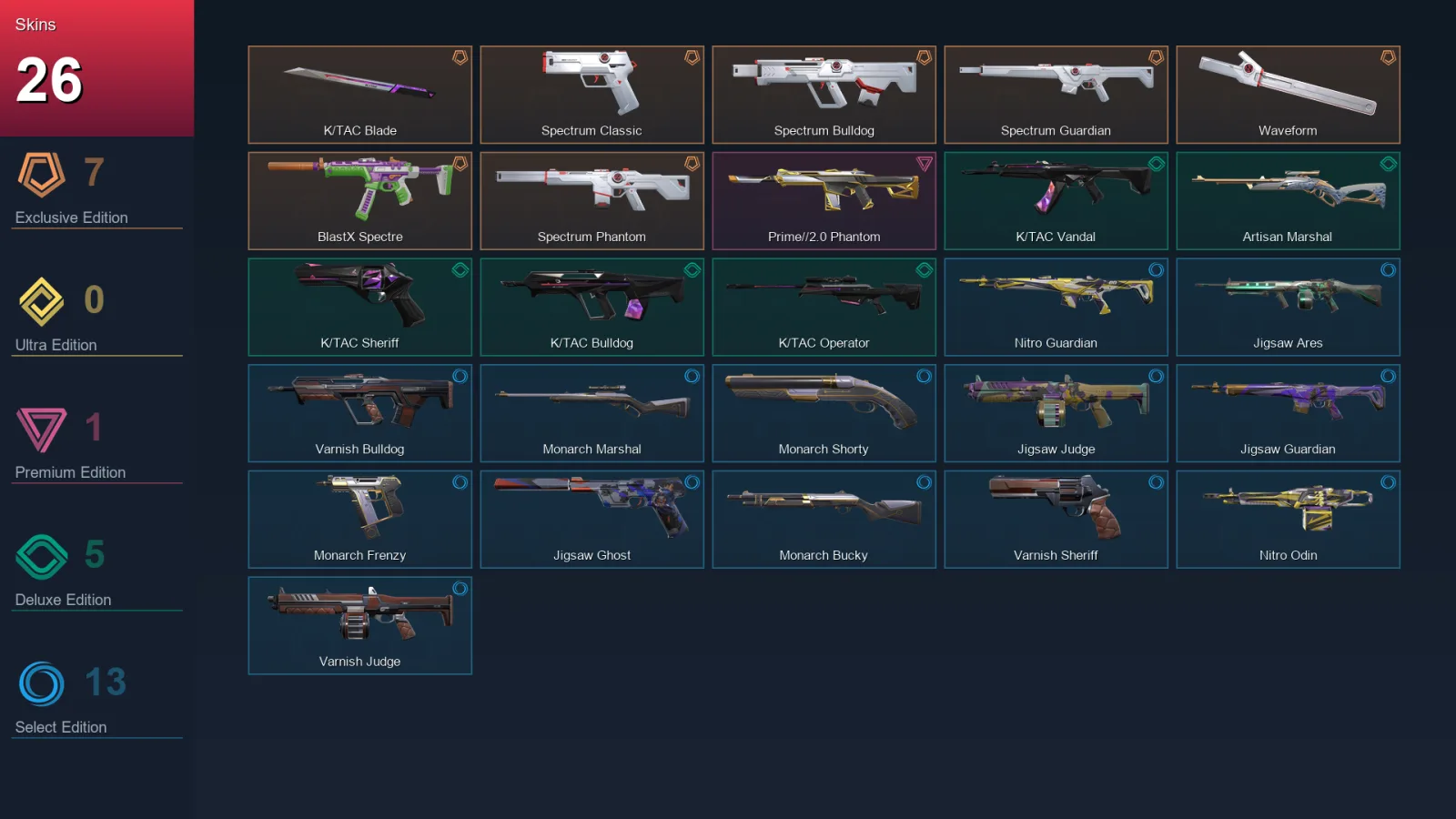 AP | Lv45 | Unranked | 26 Skin | 14 Agent | 26 Buddy