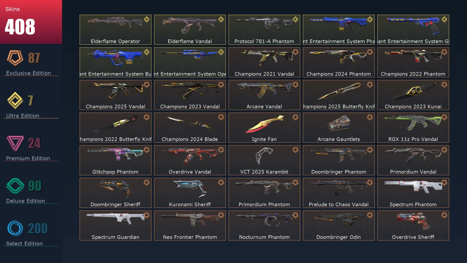 [Valorant] | EU | Level 429 | Diamond 1 | 29 Agents | 408 Skins