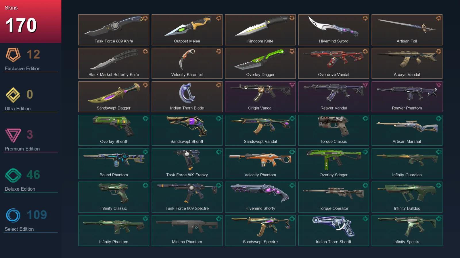 EU | Lv325 | Unranked | 170 Skin | 26 Agent | 194 Buddy