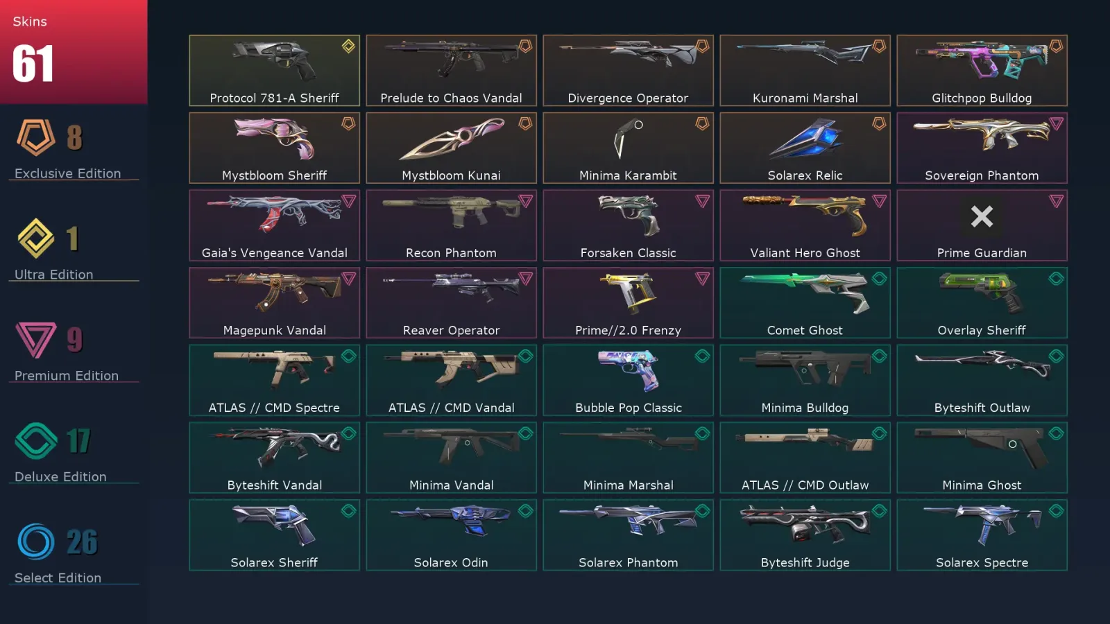[Valorant] | EU | Level 140 | 27 Agents | 61 Skins — Valorant account