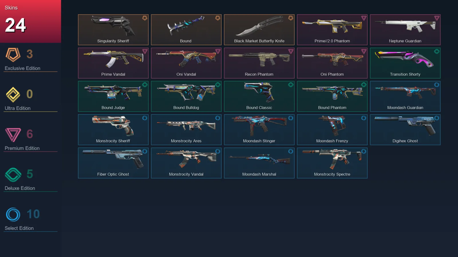 EU | Lv132 | Unranked | 24 Skin | 26 Agent | 47 Buddy