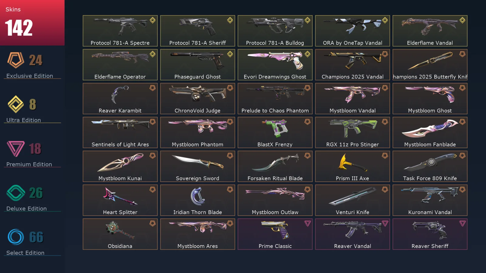 [Valorant] | EU | Level 344 | 28 Agents | 142 Skins