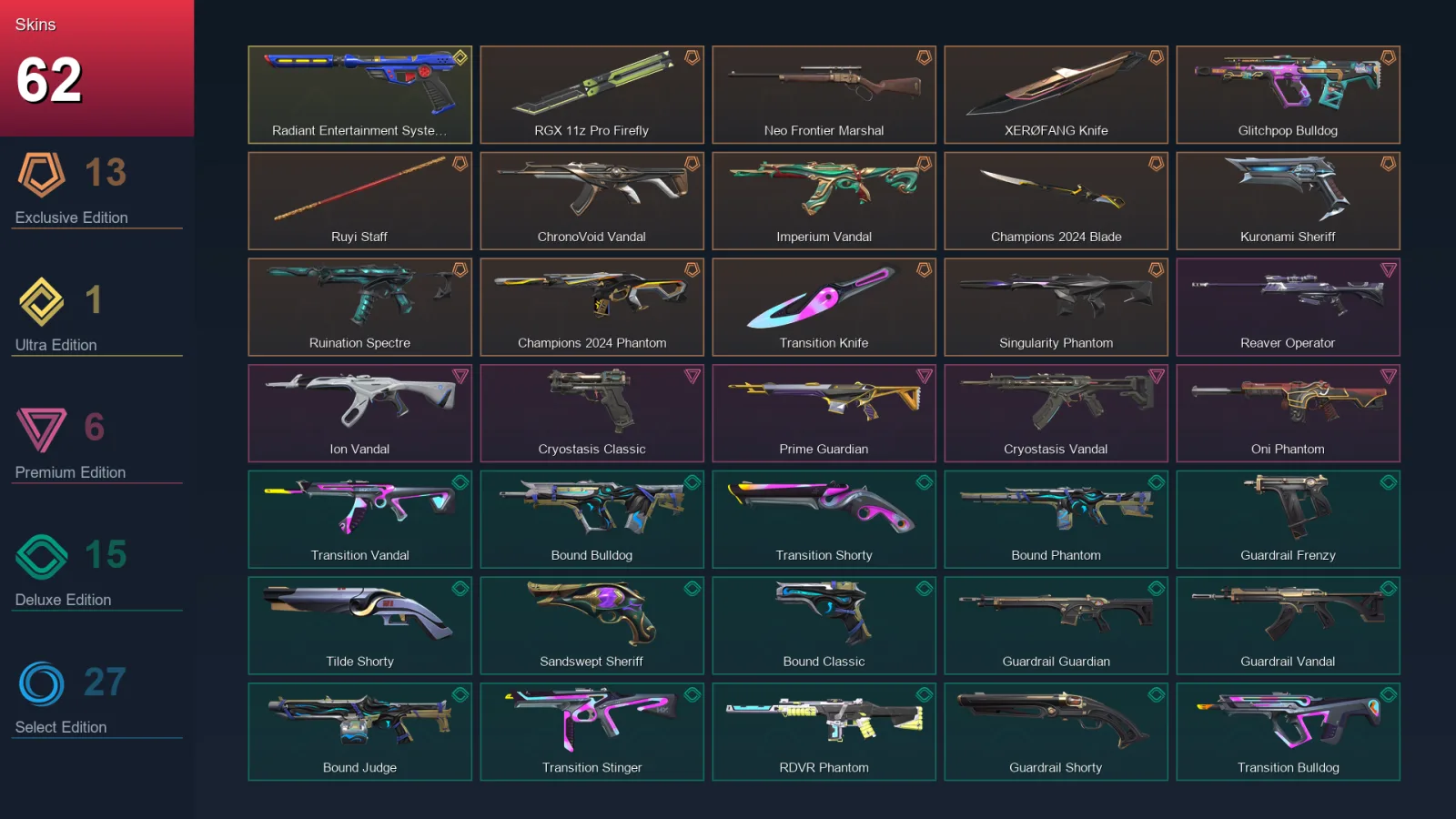 LA | Lv176 | Unranked | 62 Skin | 27 Agent | 106 Buddy