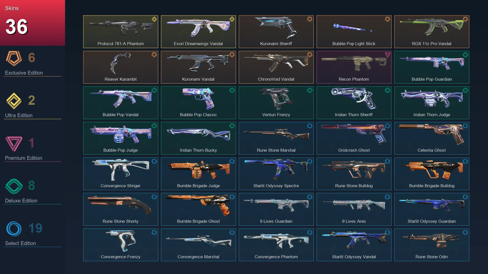 EU | Lv94 | Unranked | 36 Skin | 26 Agent | 43 Buddy