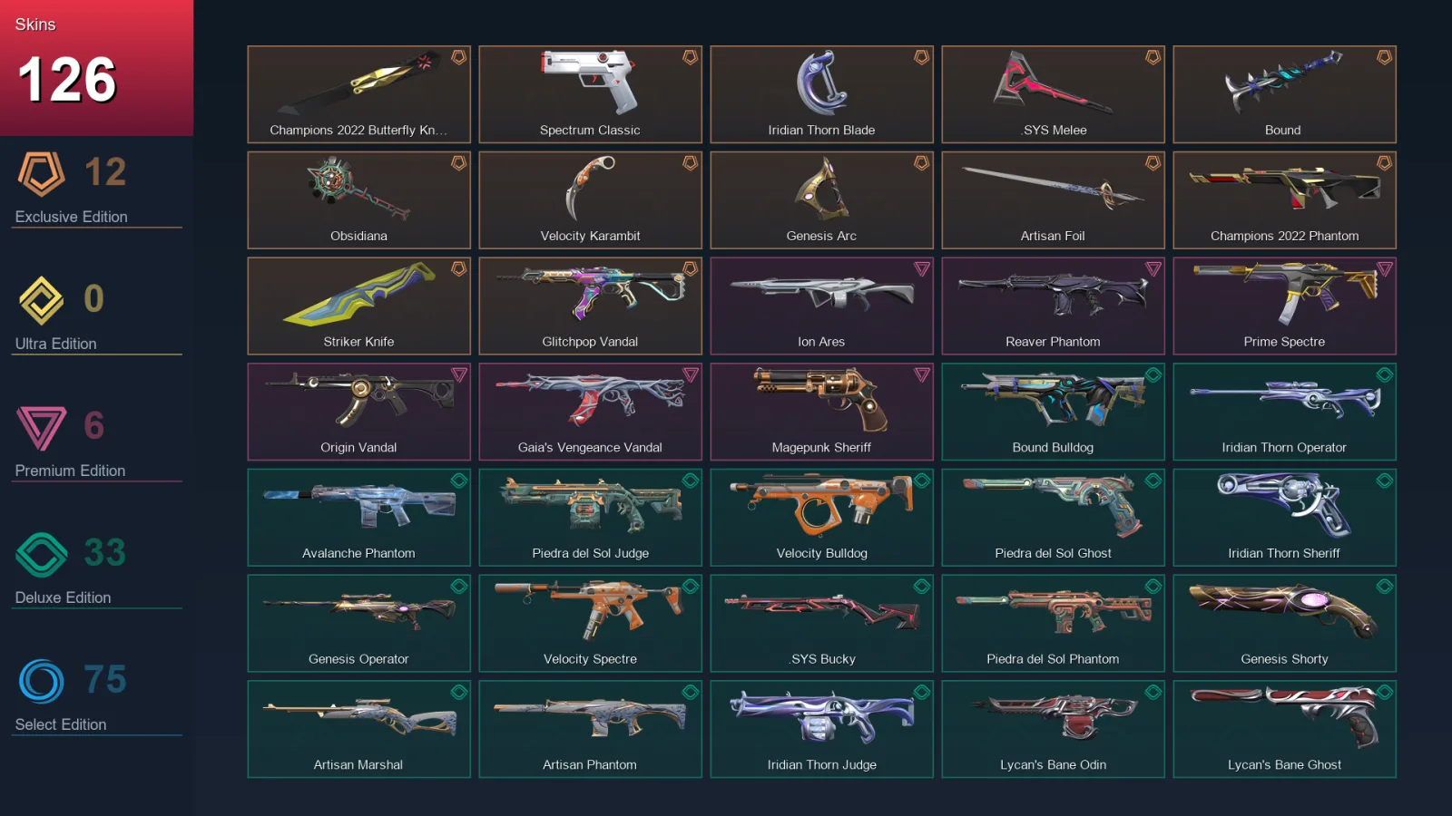 AP | Lv215 | Unranked | 126 Skin | 22 Agent | 116 Buddy