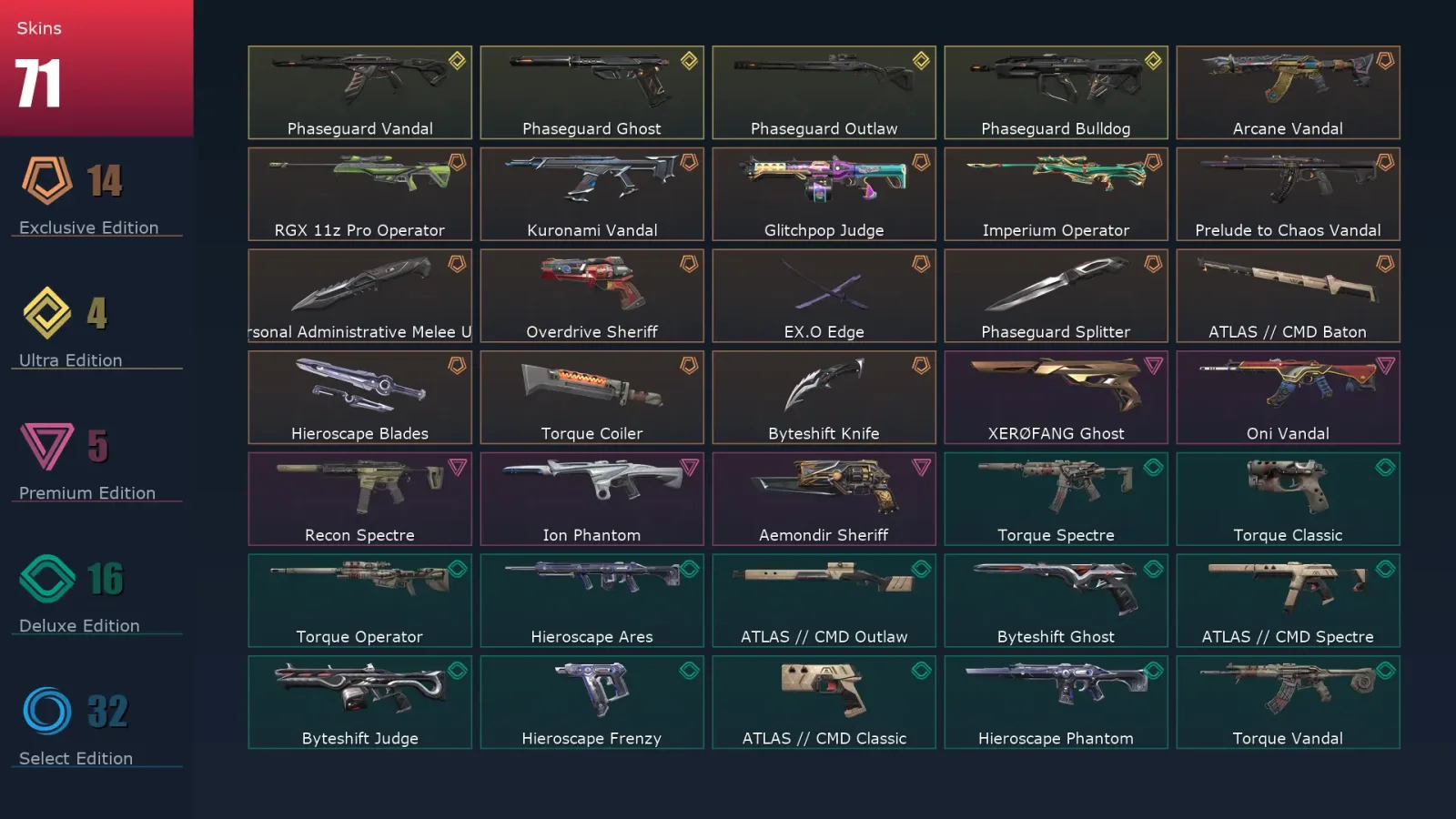 [Valorant] | EU | Level 98 | 22 Agents | 71 Skins — Unranked / Smurf Valorant