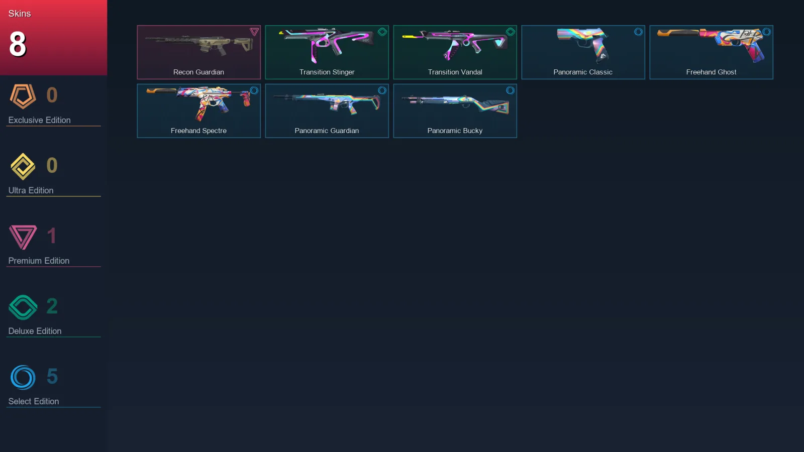 NA | Lv16 | Unranked | 8 Skin | 8 Agent | 5 Buddy
