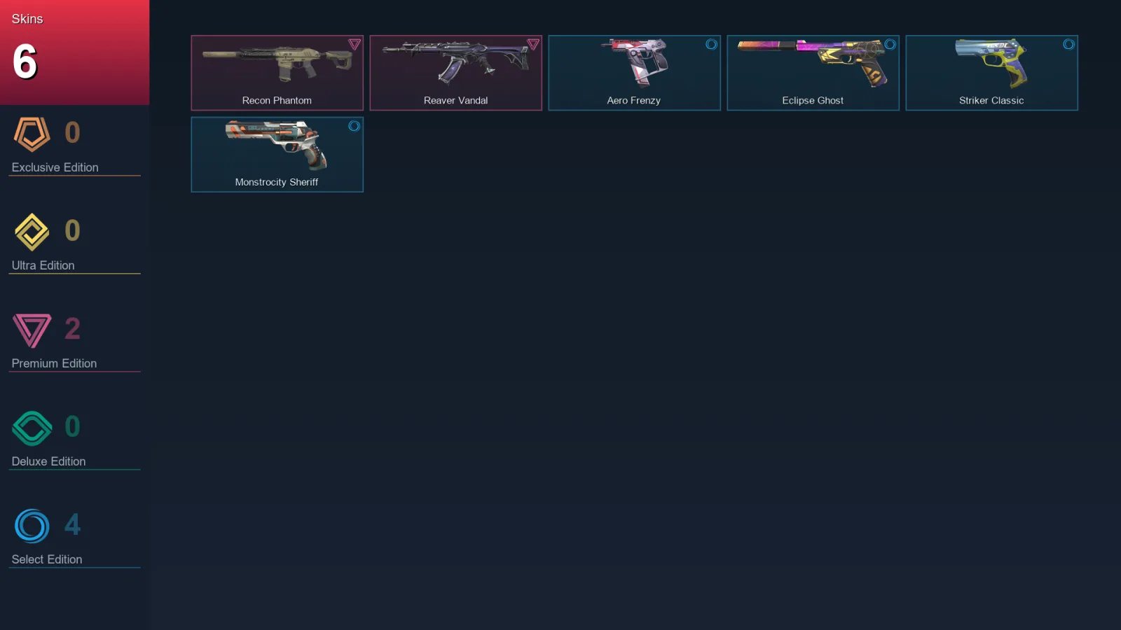 AP | Lv120 | Unranked | 6 Skin | 28 Agent | 55 Buddy