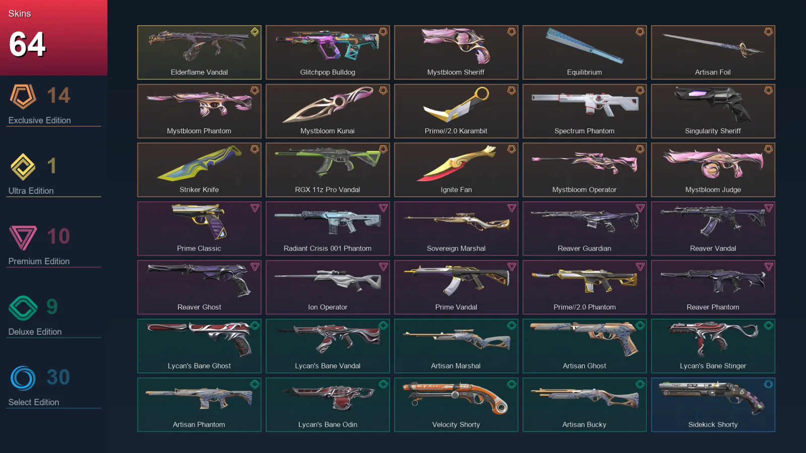 AP | Lv242 | Unranked | 64 Skin | 24 Agent | 91 Buddy