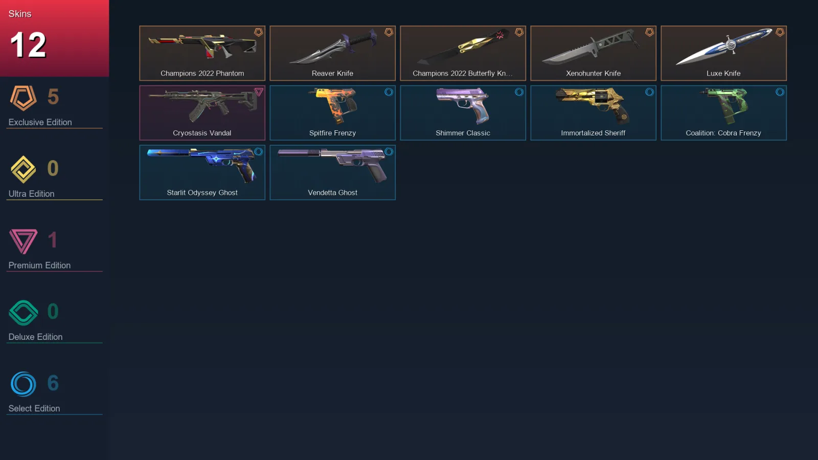 AP | Lv113 | Unranked | 12 Skin | 15 Agent | 43 Buddy