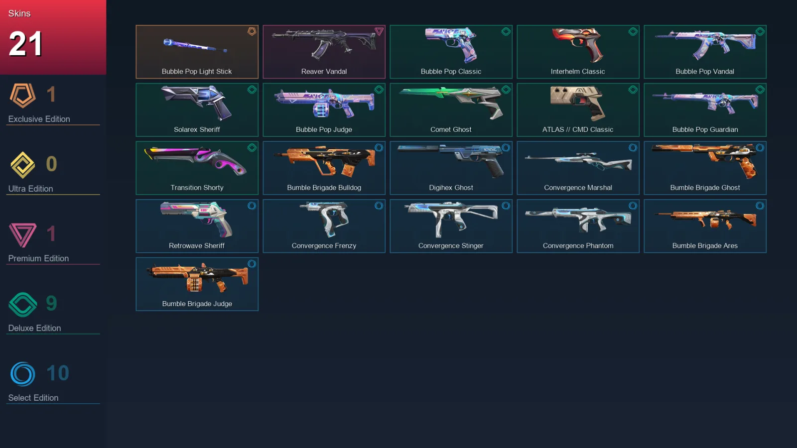 AP | Lv183 | Unranked | 21 Skin | 28 Agent | 64 Buddy — Valorant account