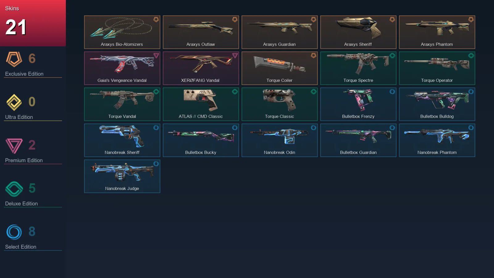 EU | Lv64 | Unranked | 21 Skin | 18 Agent | 32 Buddy — Nanobreak Sheriff