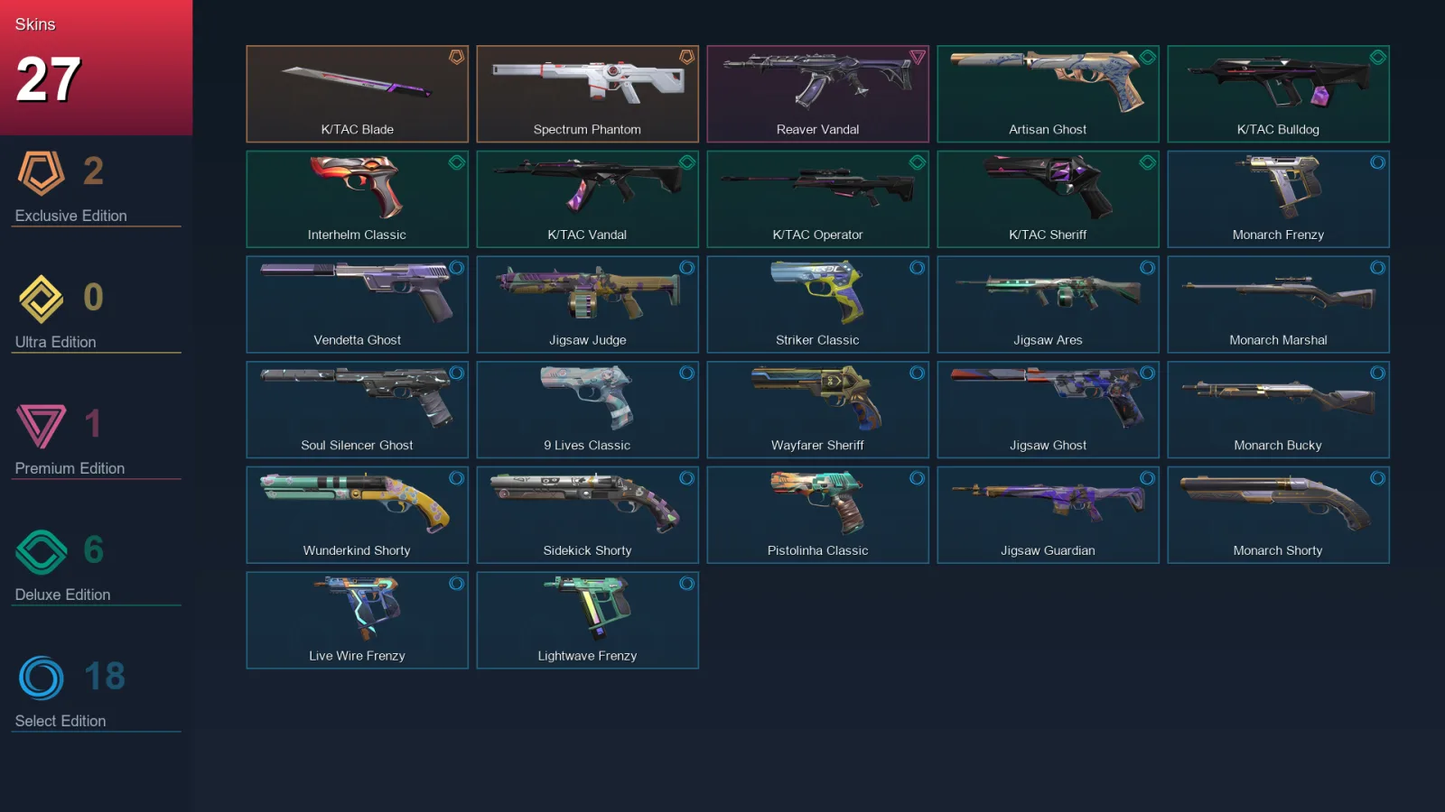 NA | Lv182 | Unranked | 27 Skin | 25 Agent | 78 Buddy