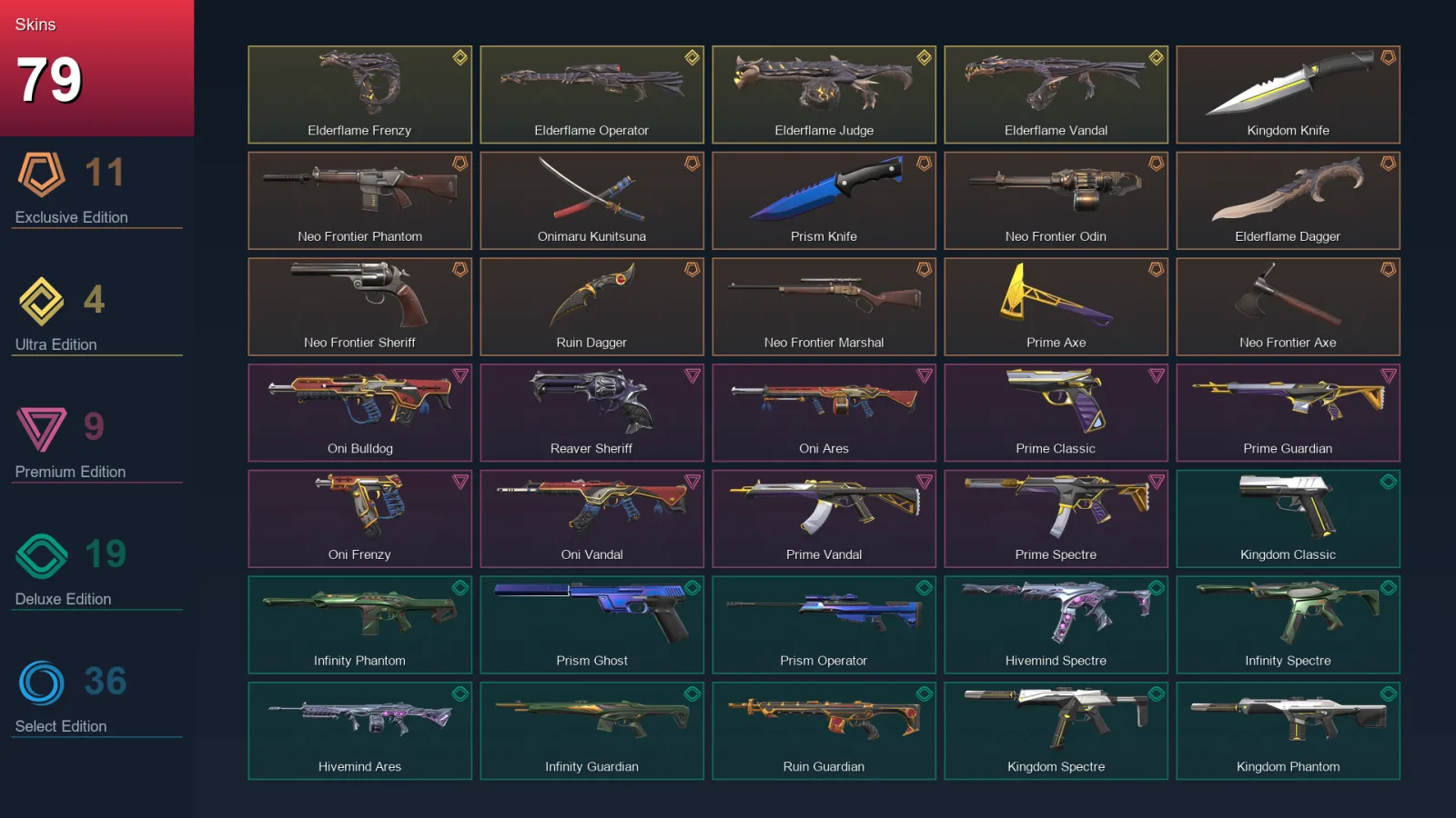 AP | Lv155 | Unranked | 79 Skin | 25 Agent | 102 Buddy
