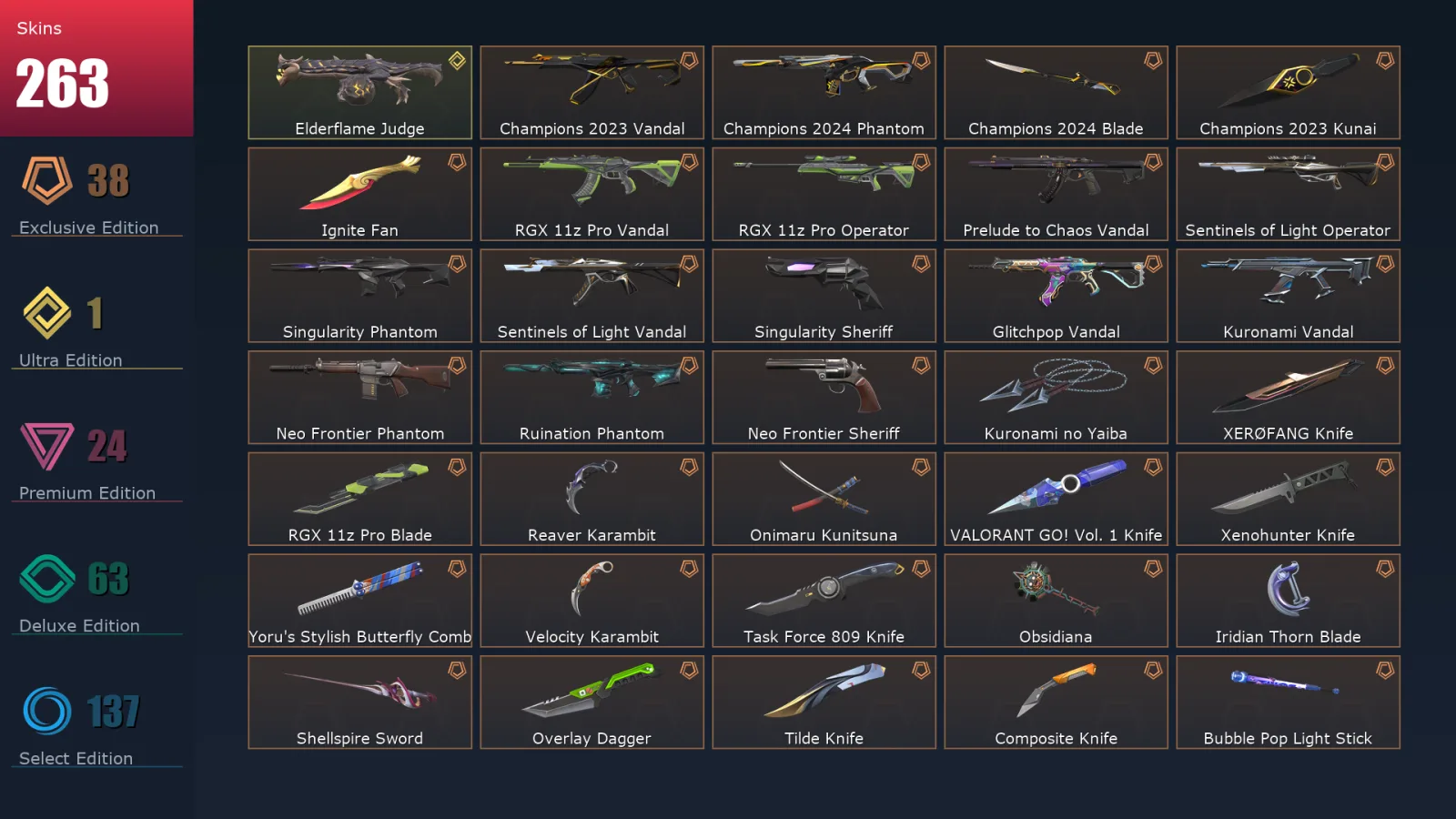 [Valorant] | EU | Level 369 | 28 Agents | 263 Skins
