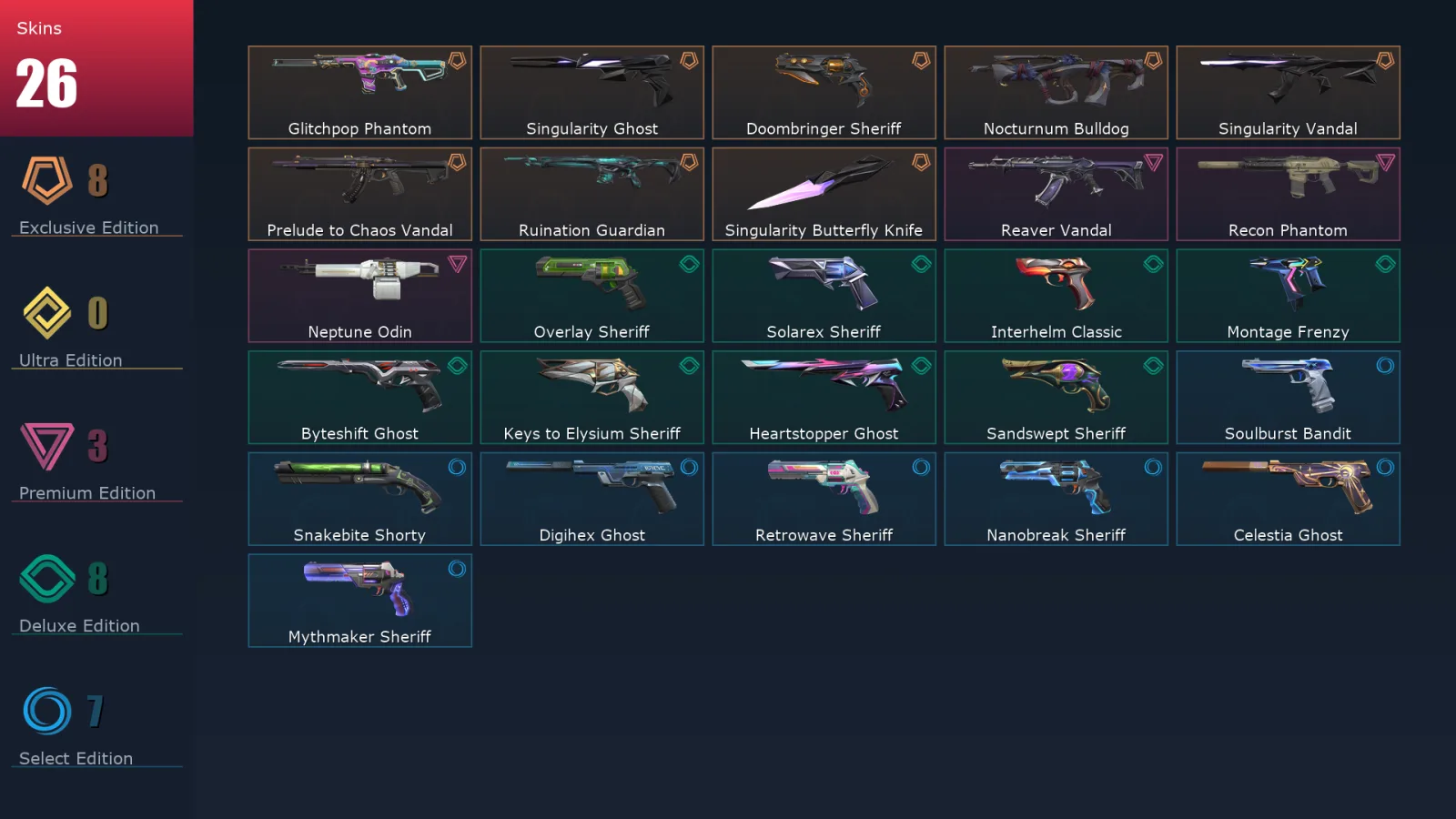 [Valorant] | EU | Level 360 | Gold 3 | 29 Agents | 26 Skins