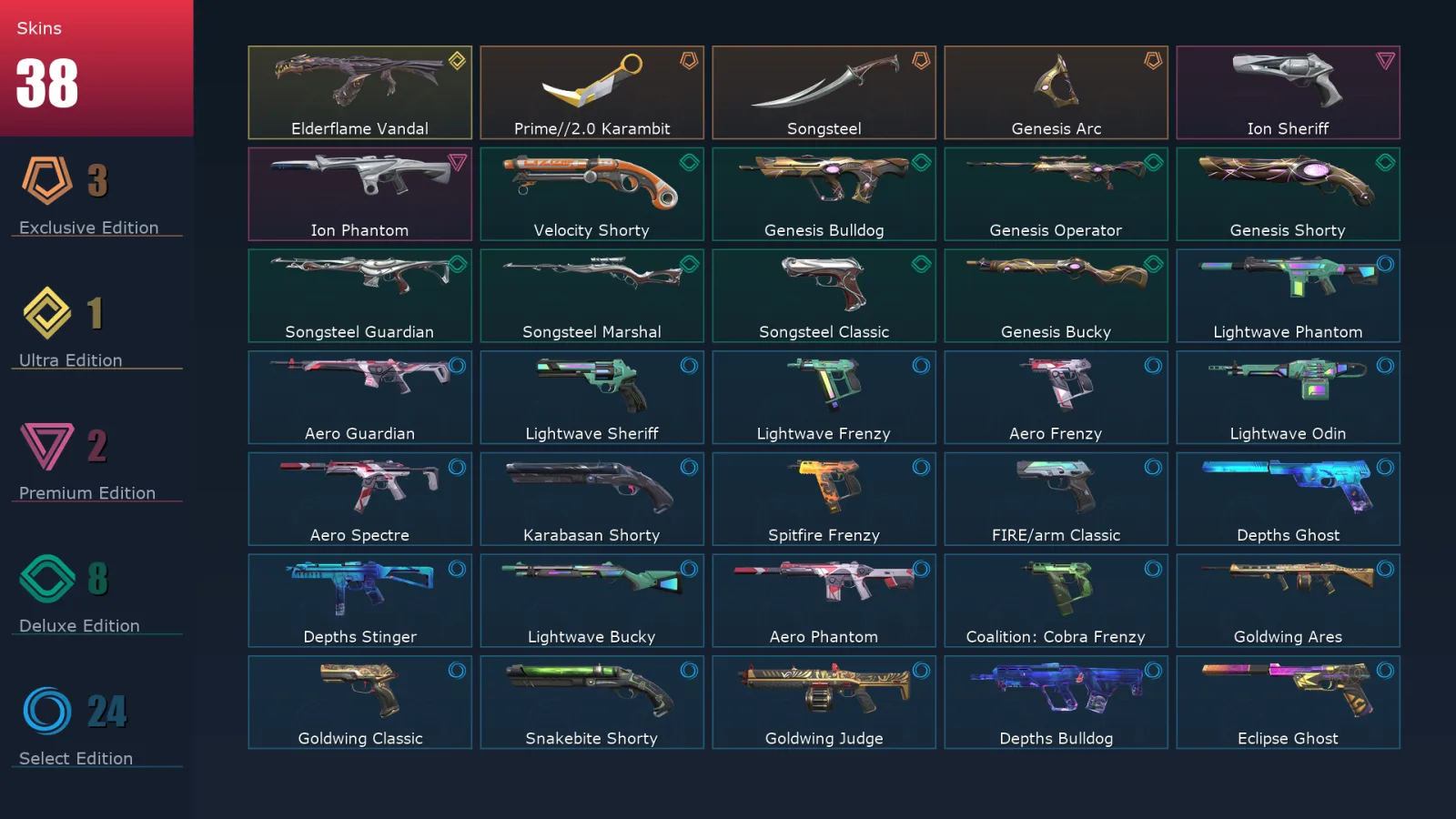 [Valorant] | EU | Level 176 | Diamond 3 | 29 Agents | 38 Skins