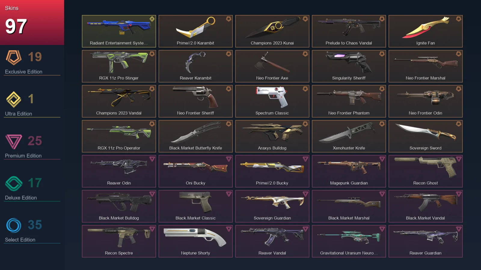 EU | Lv62 | Unranked | 97 Skin | 23 Agent | 46 Buddy — Valorant account