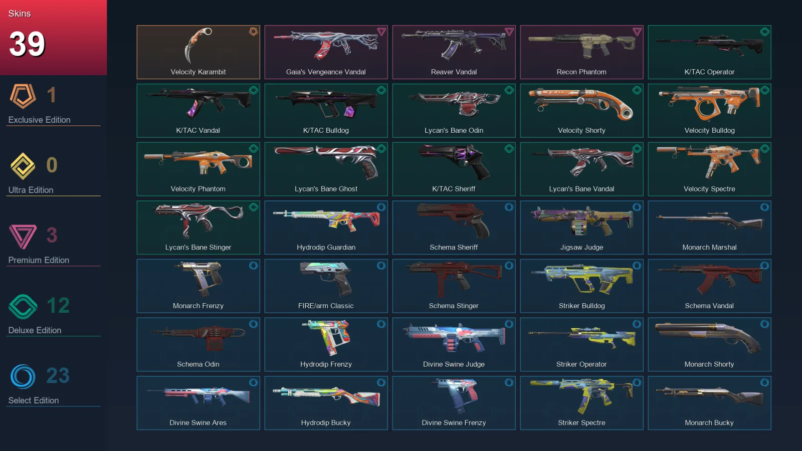 NA | Lv78 | Unranked | 39 Skin | 20 Agent | 50 Buddy