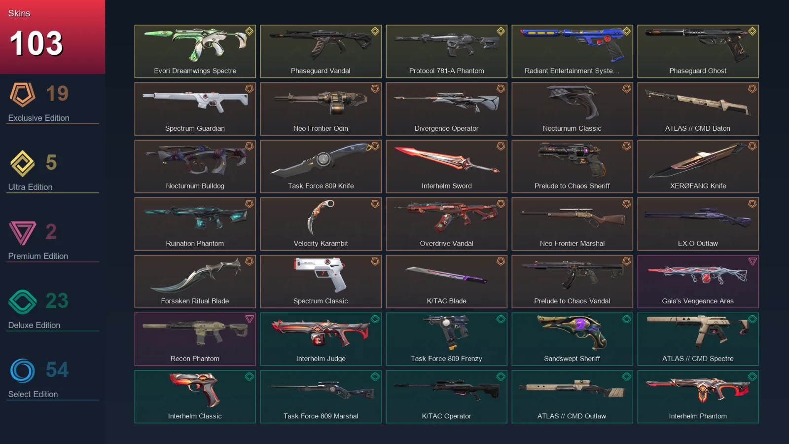 AP | Lv275 | Unranked | 103 Skin | 28 Agent | 139 Buddy — Valorant account