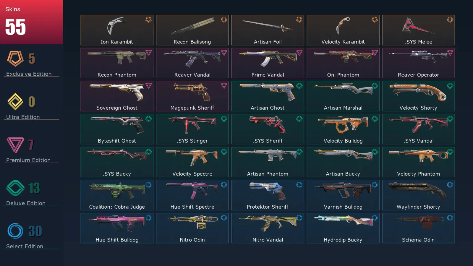 [Valorant] | EU | Level 1 | Immortal 1 | 28 Agents | 55 Skins — Valorant account