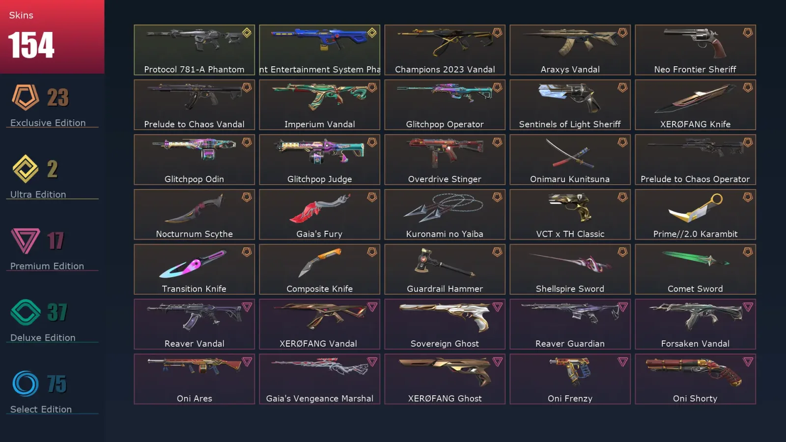 [Valorant] | EU | Level 207 | 28 Agents | 154 Skins — Valorant account