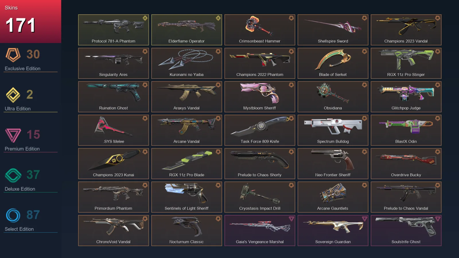 NA | Lv145 | Unranked | 171 Skin | 27 Agent | 121 Buddy — Valorant account