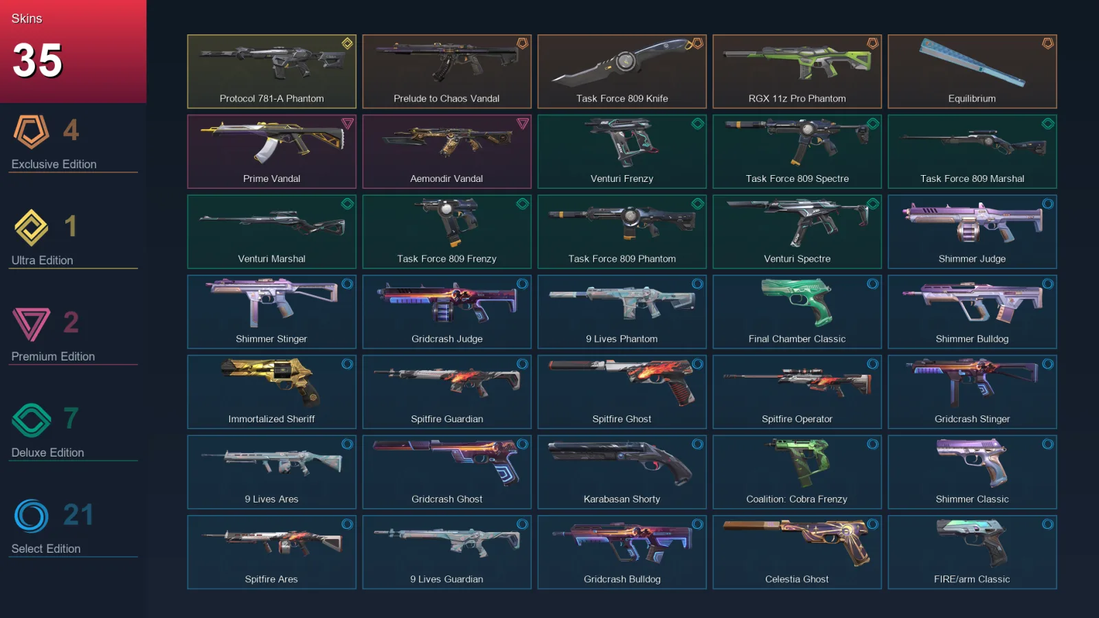AP | Lv175 | Unranked | 35 Skin | 27 Agent | 85 Buddy